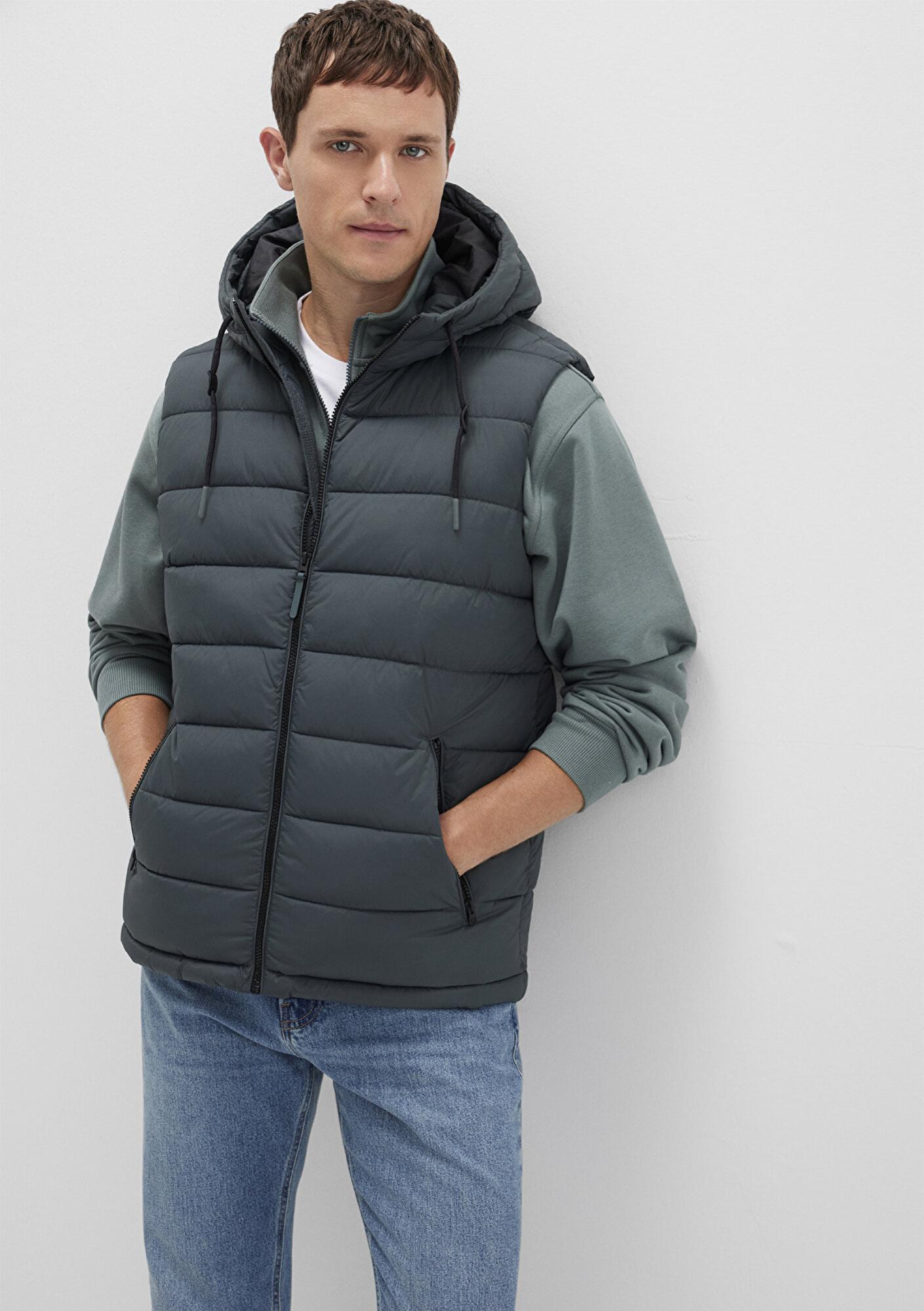 Mavi Kapüşonlu Yeşil Şişme Yelek Regular Fit / Normal Kesim 0110604-71598