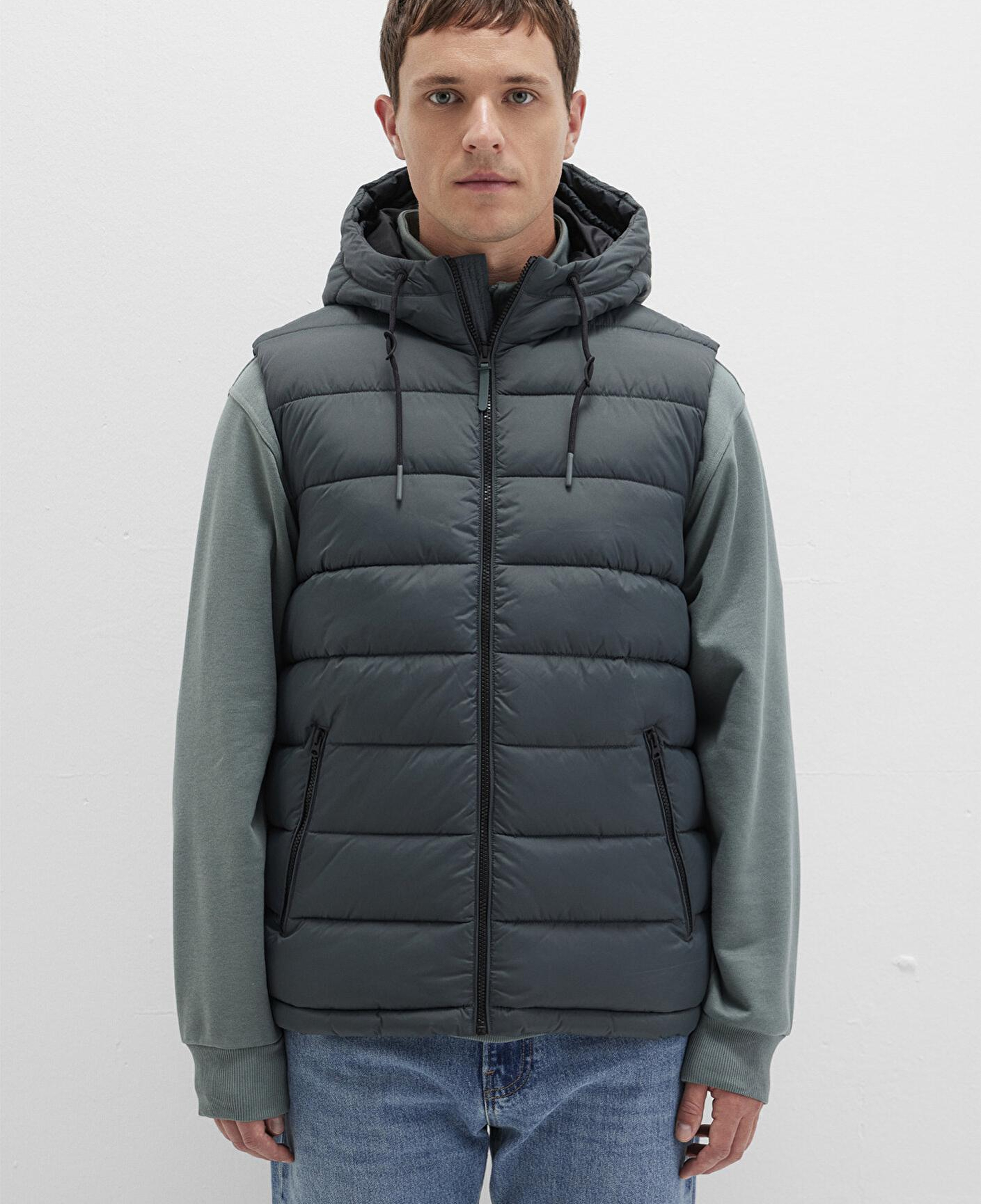 Mavi Kapüşonlu Yeşil Şişme Yelek Regular Fit / Normal Kesim 0110604-71598