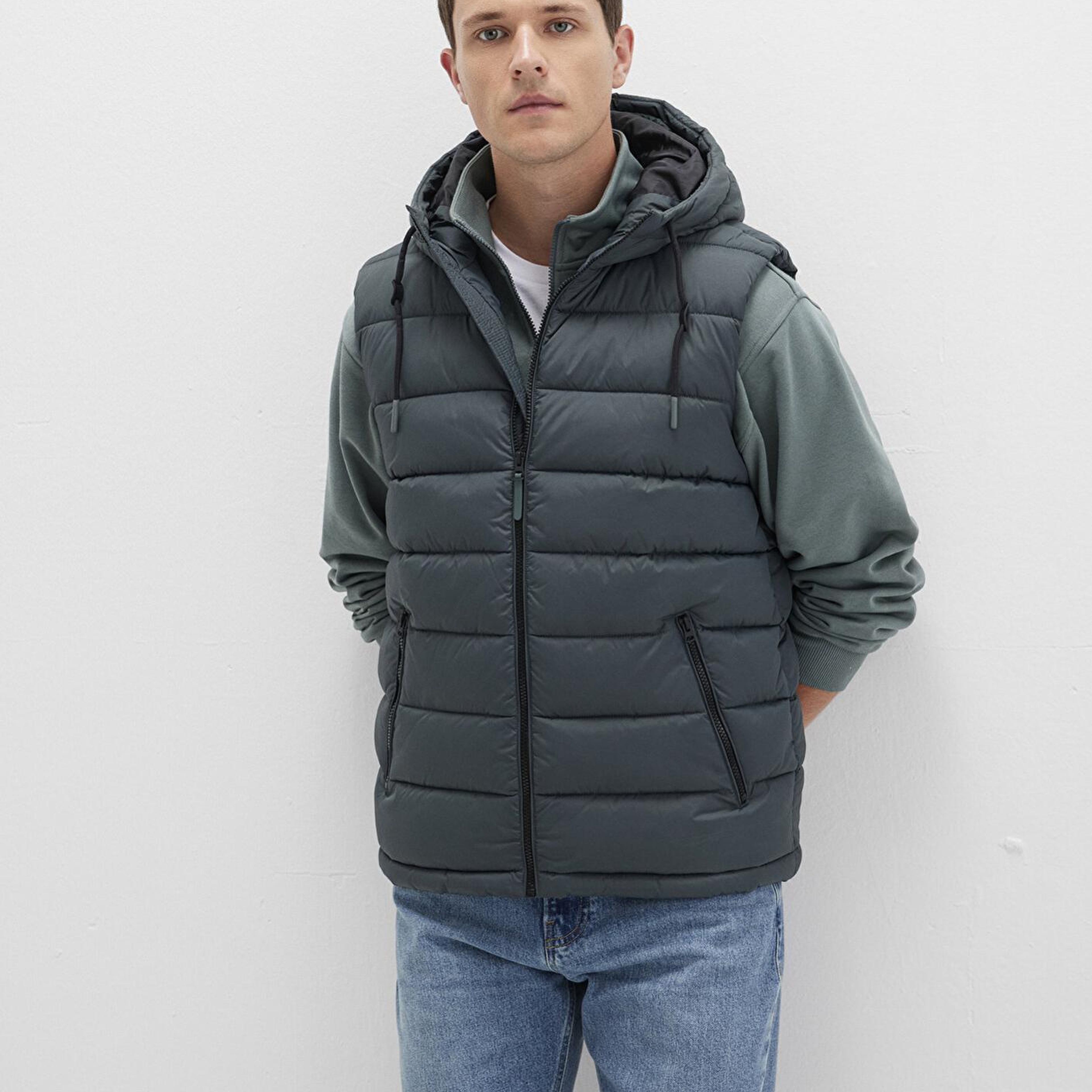 Mavi Kapüşonlu Yeşil Şişme Yelek Regular Fit / Normal Kesim 0110604-71598