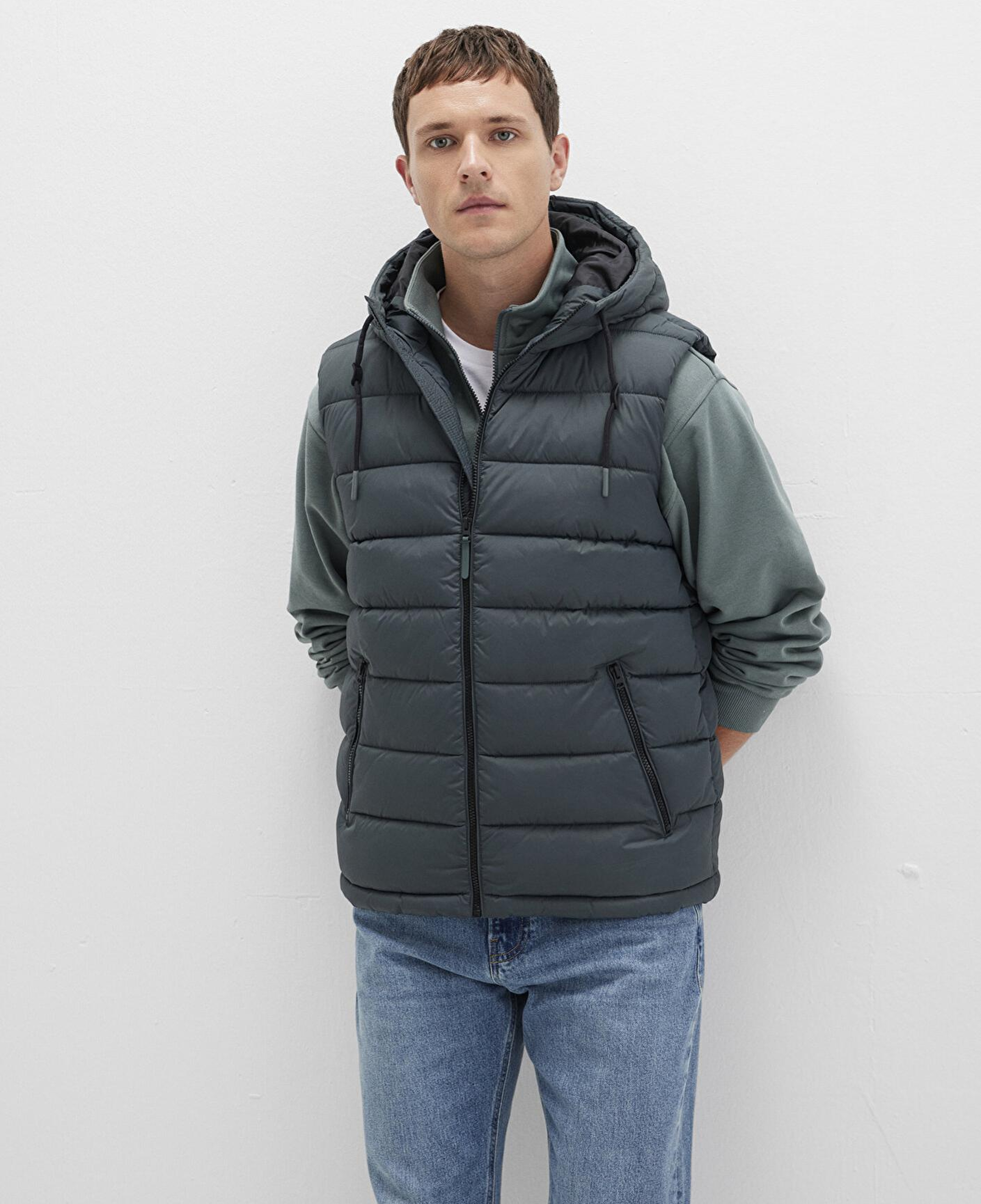 Mavi Kapüşonlu Yeşil Şişme Yelek Regular Fit / Normal Kesim 0110604-71598