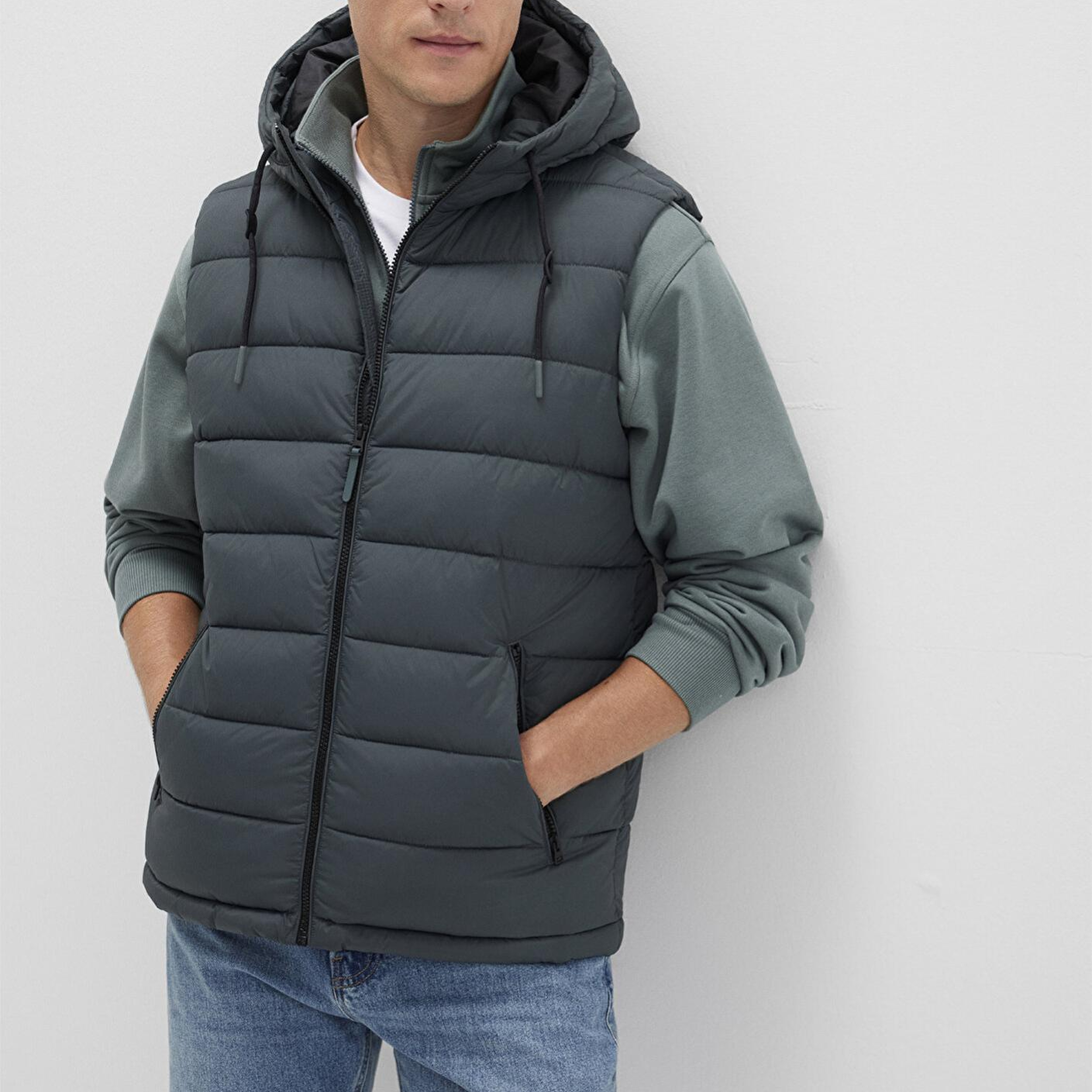 Mavi Kapüşonlu Yeşil Şişme Yelek Regular Fit / Normal Kesim 0110604-71598