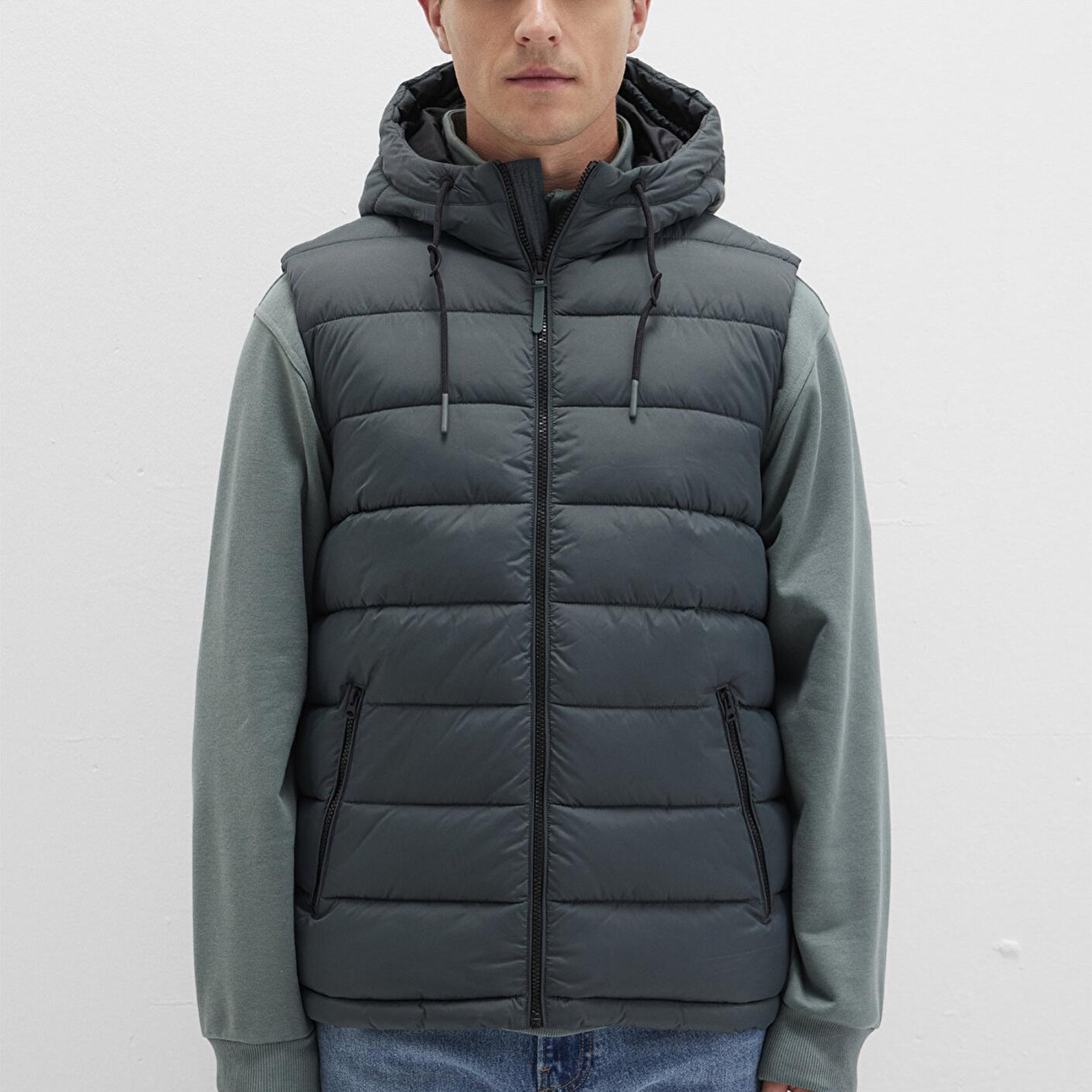 Mavi Kapüşonlu Yeşil Şişme Yelek Regular Fit / Normal Kesim 0110604-71598