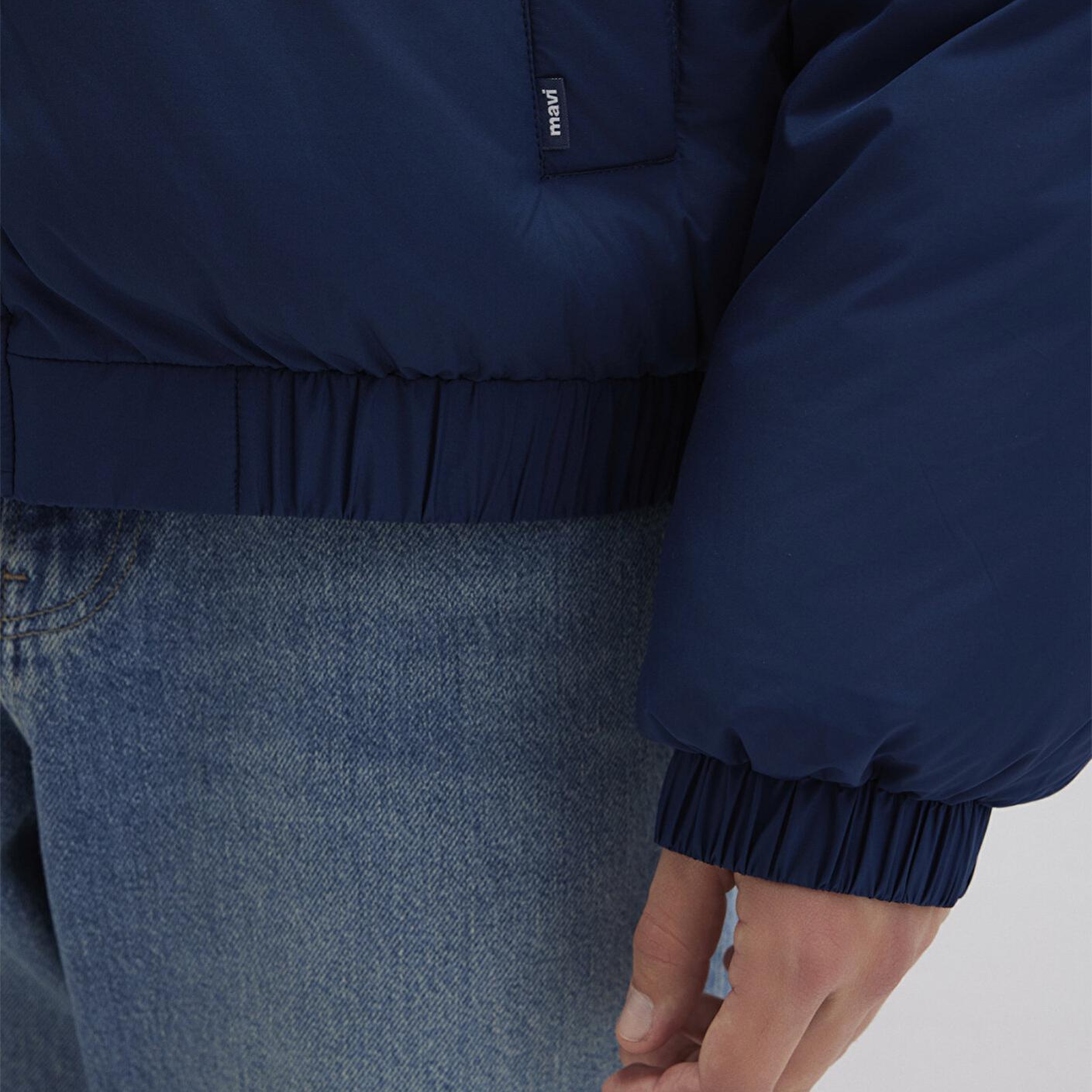 Mavi Dik Yaka Mavi Şişme Mont 0110609-89353