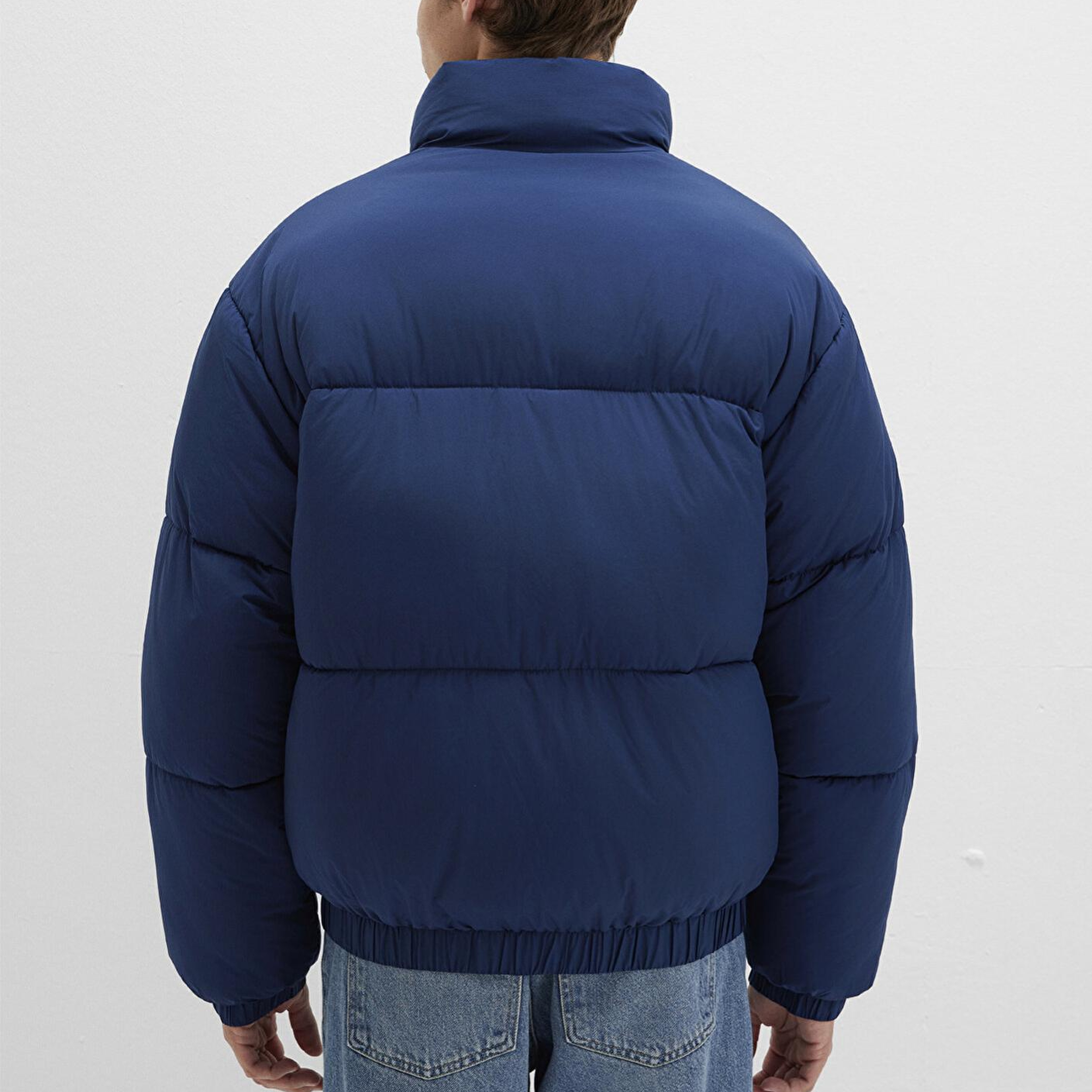 Mavi Dik Yaka Mavi Şişme Mont 0110609-89353