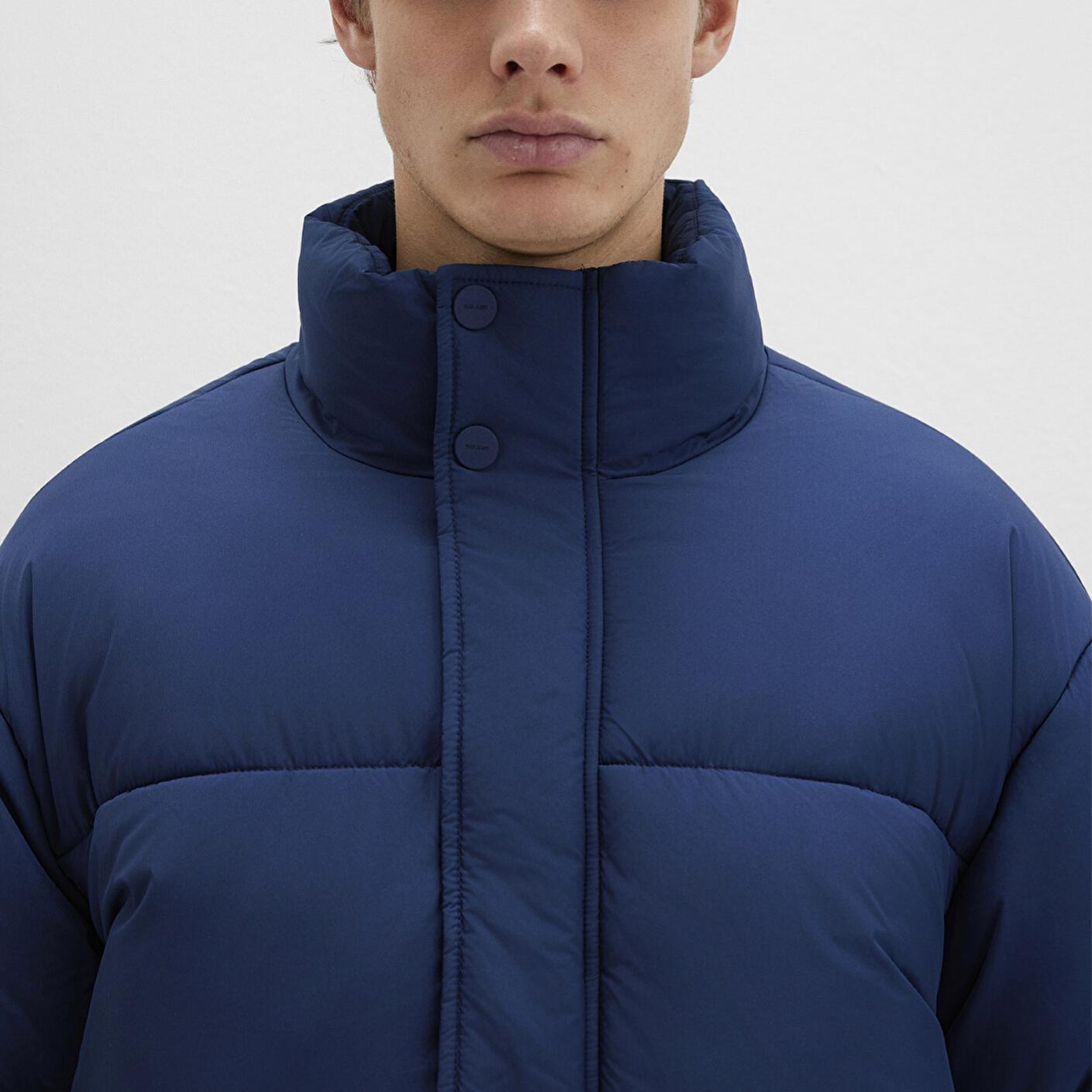 Mavi Dik Yaka Mavi Şişme Mont 0110609-89353