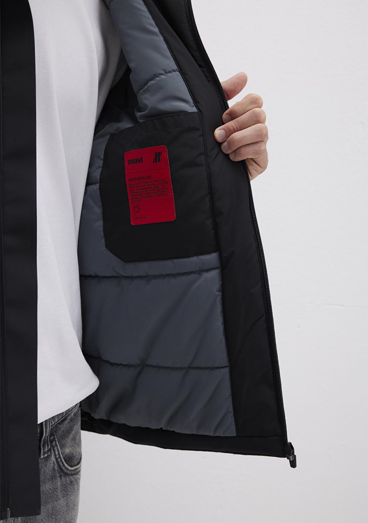 Mavi Su İtici Kapüşonlu Siyah Mont 0110615-71379