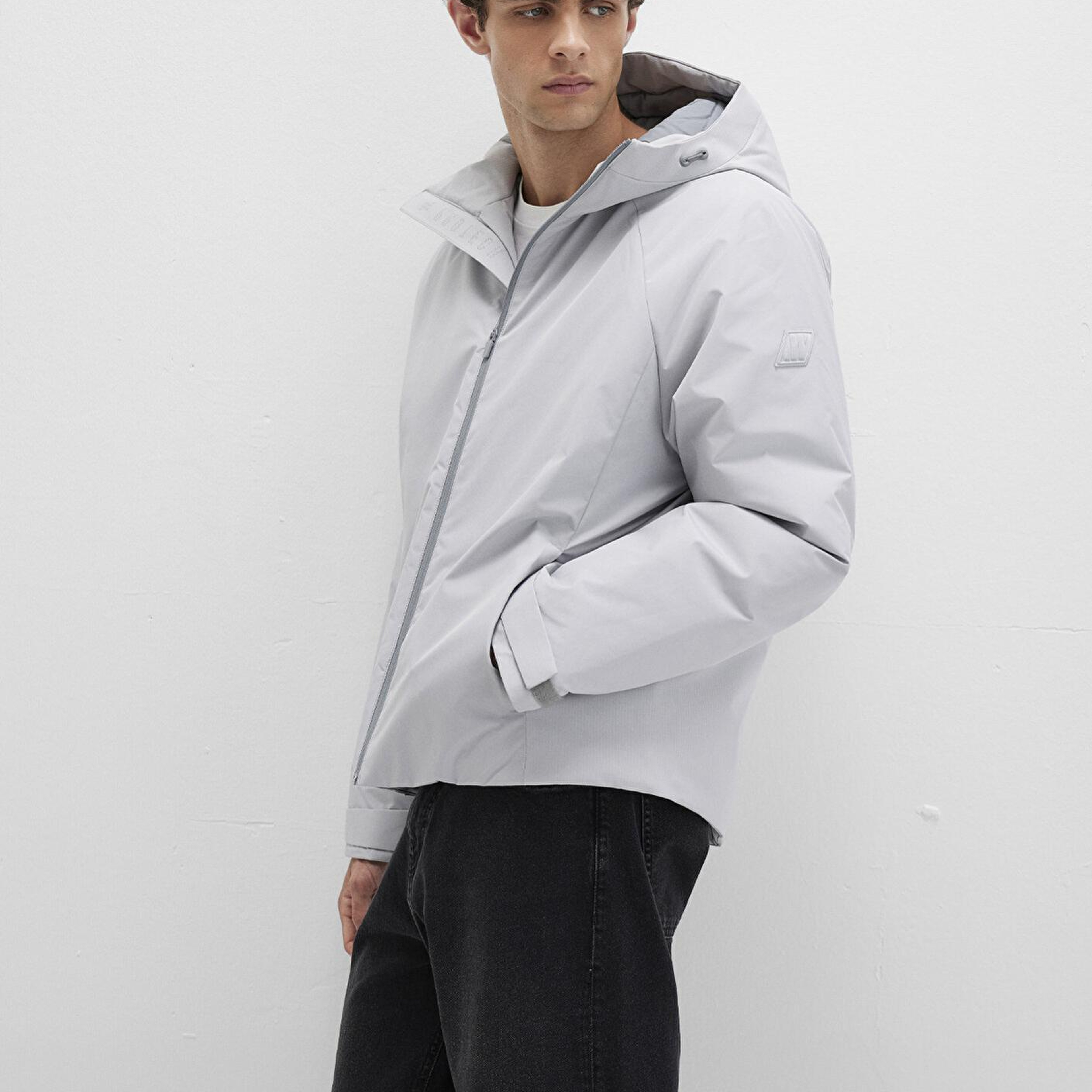 Mavi Su İtici Kapüşonlu Gri Mont 0110615-70075