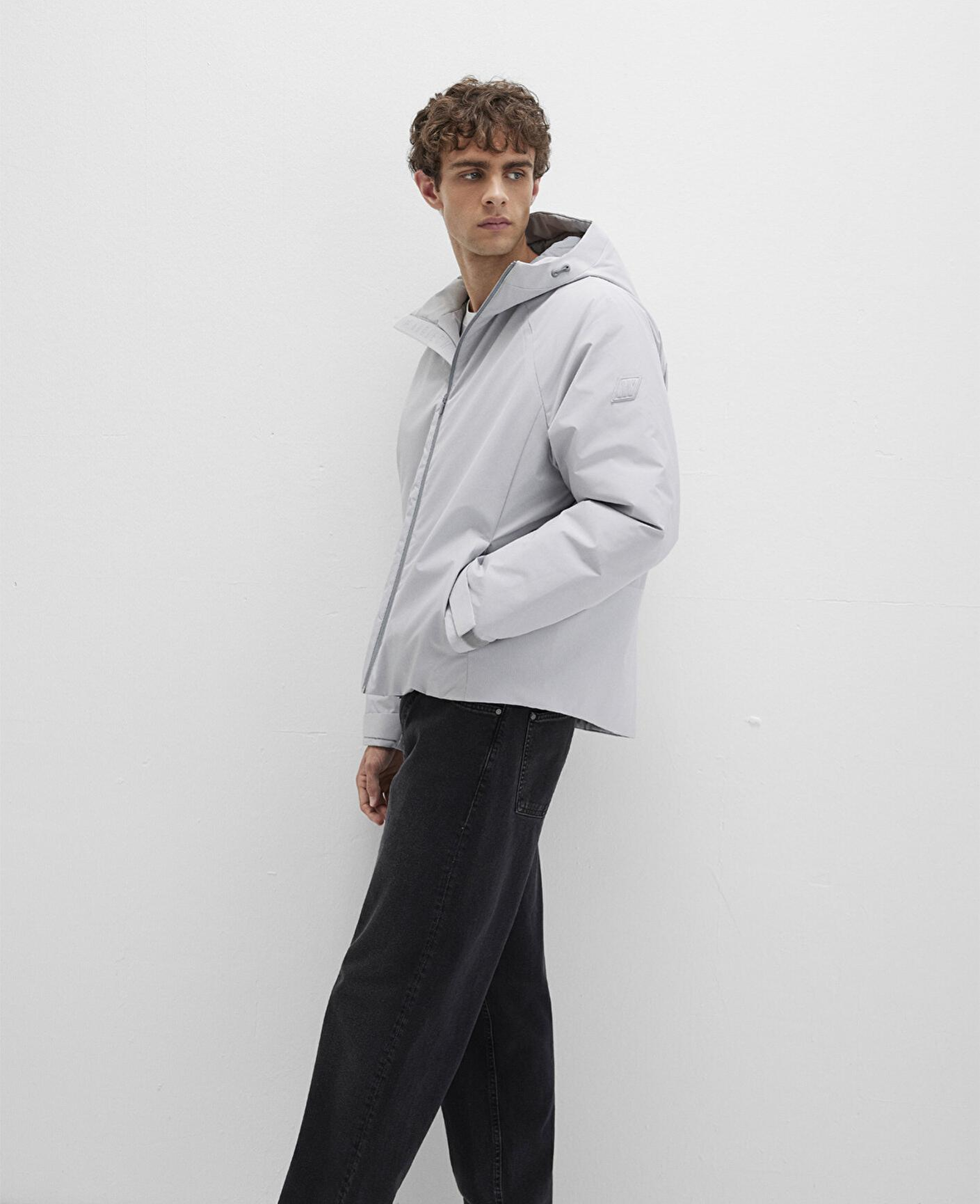 Mavi Su İtici Kapüşonlu Gri Mont 0110615-70075