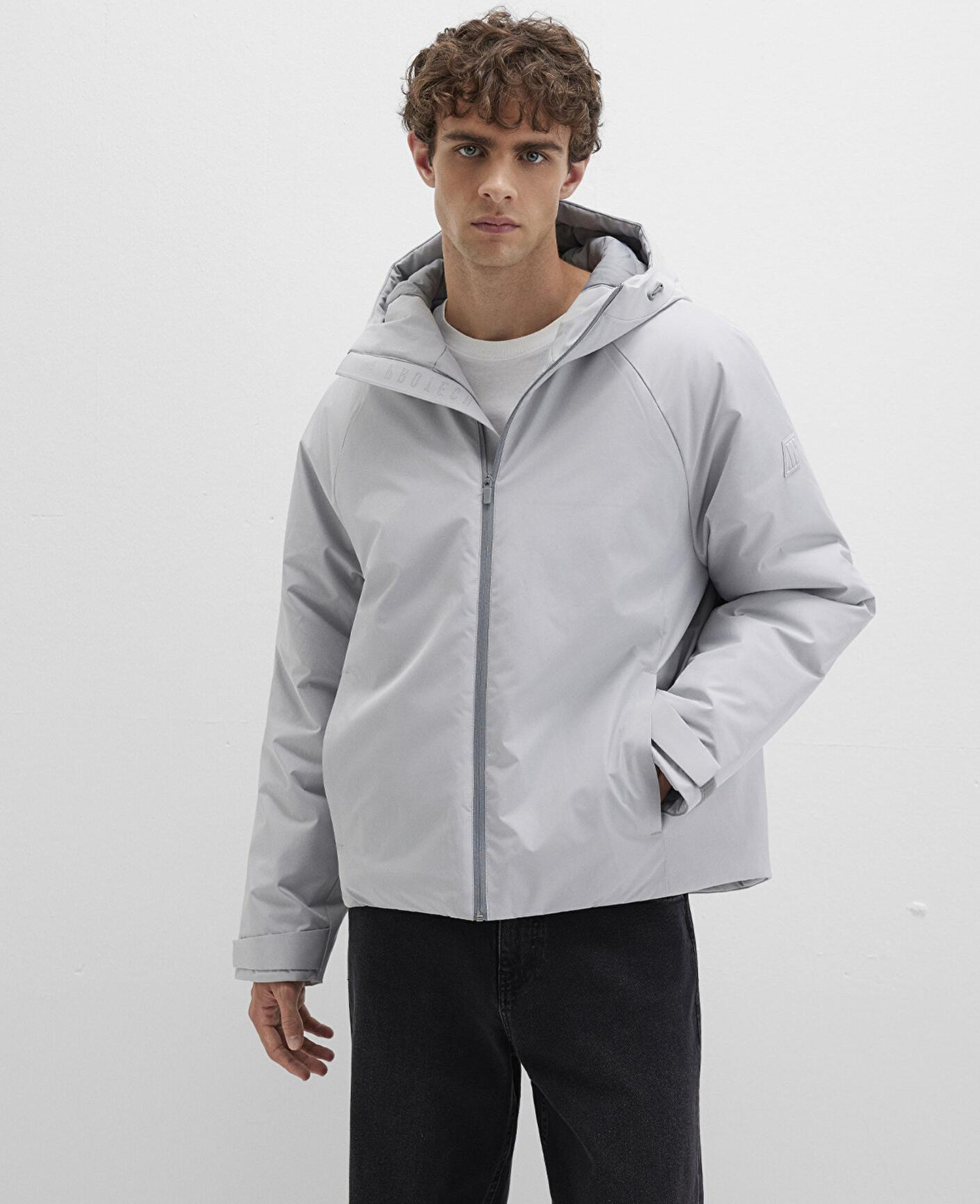 Mavi Su İtici Kapüşonlu Gri Mont 0110615-70075