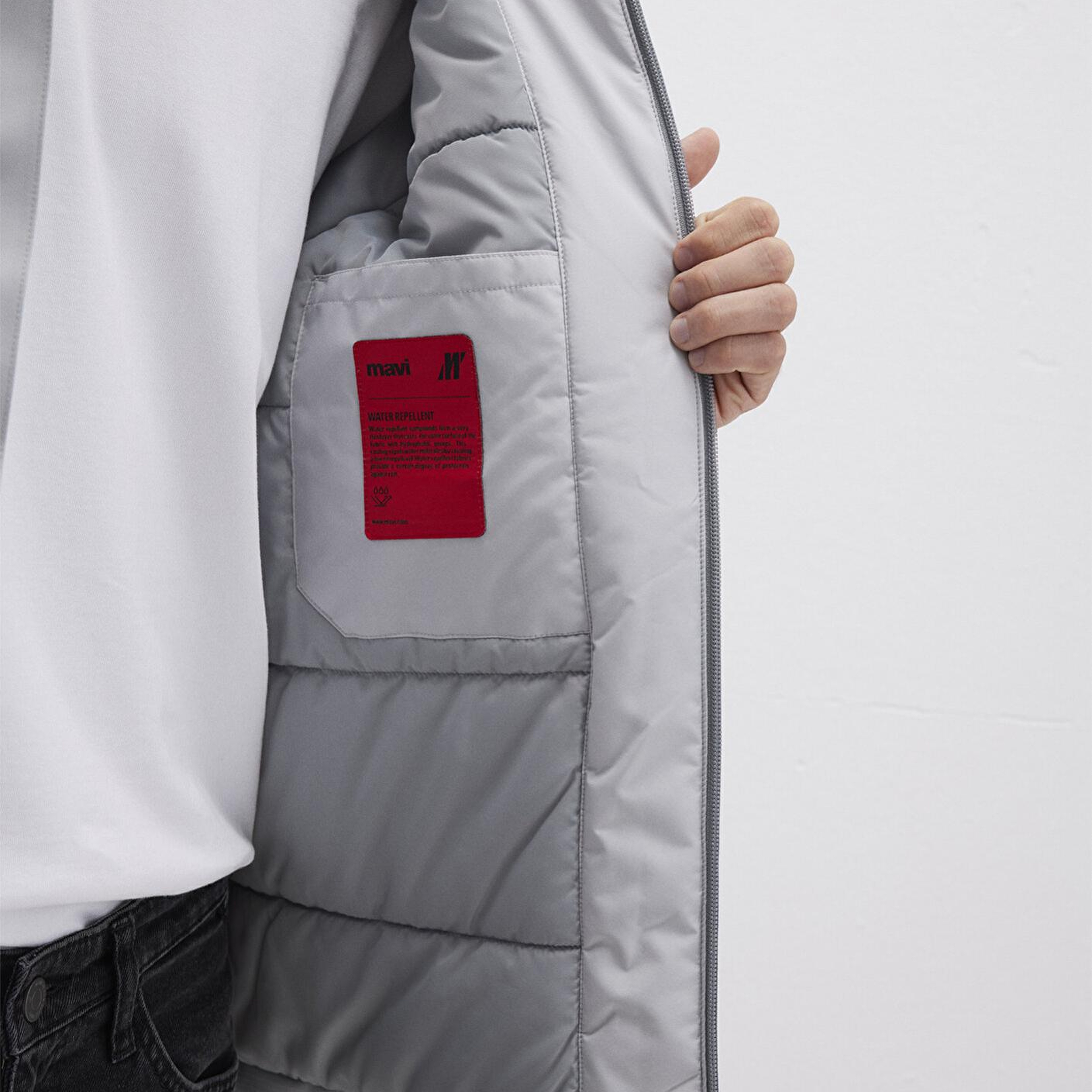 Mavi Su İtici Kapüşonlu Gri Mont 0110615-70075