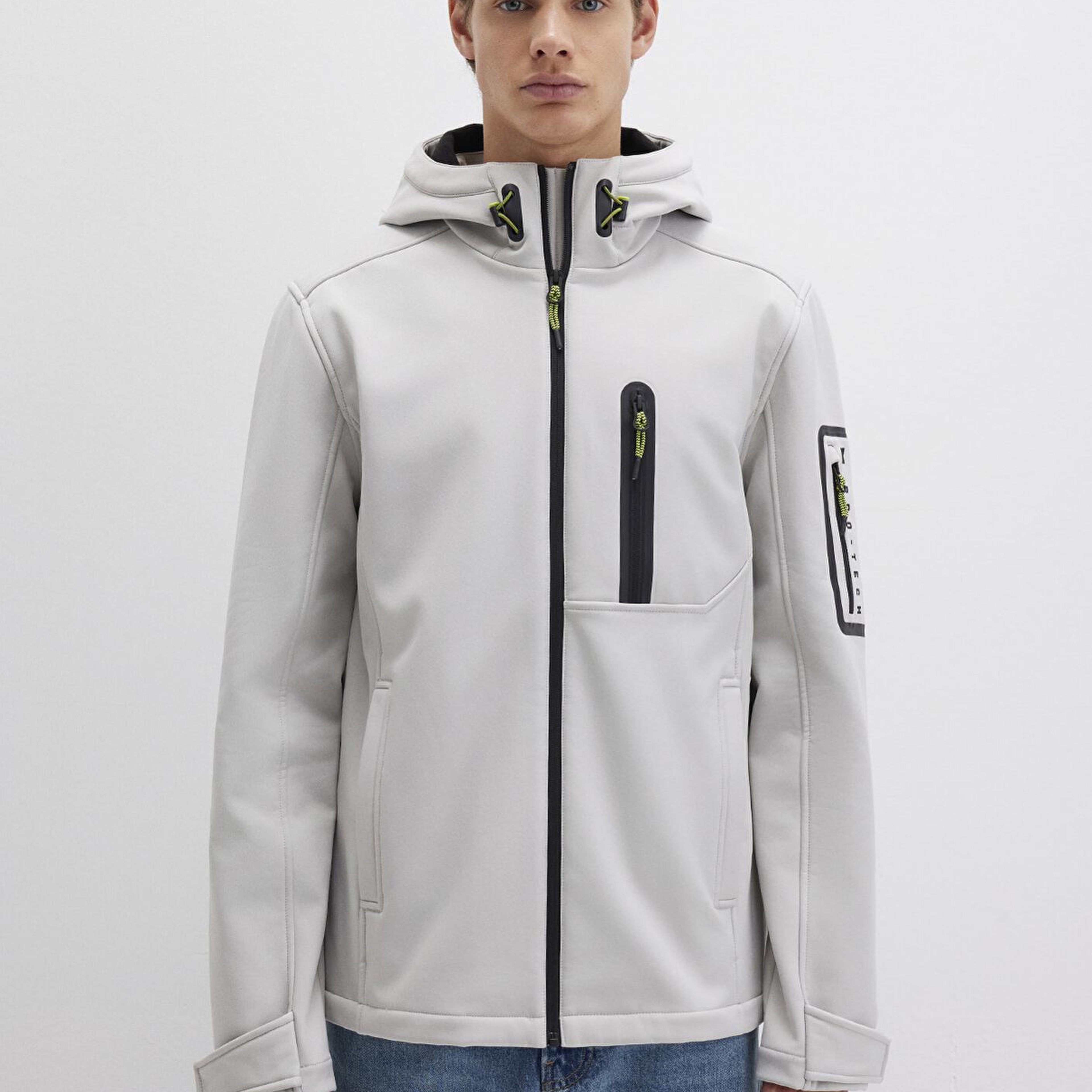 Mavi Su İtici Kapüşonlu Gri Scuba Ceket Slim Fit / Dar Kesim 0110264-70074