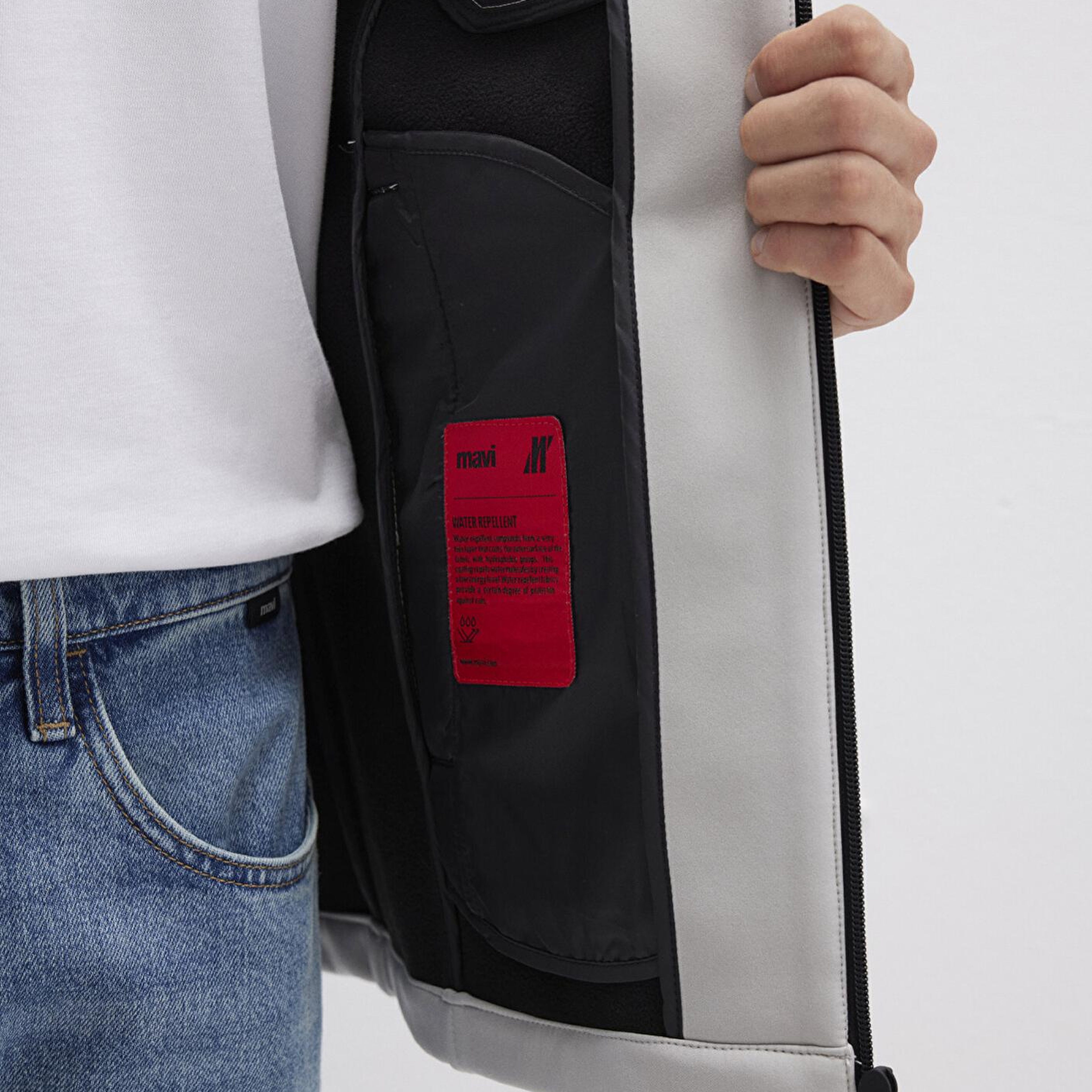 Mavi Su İtici Kapüşonlu Gri Scuba Ceket Slim Fit / Dar Kesim 0110264-70074