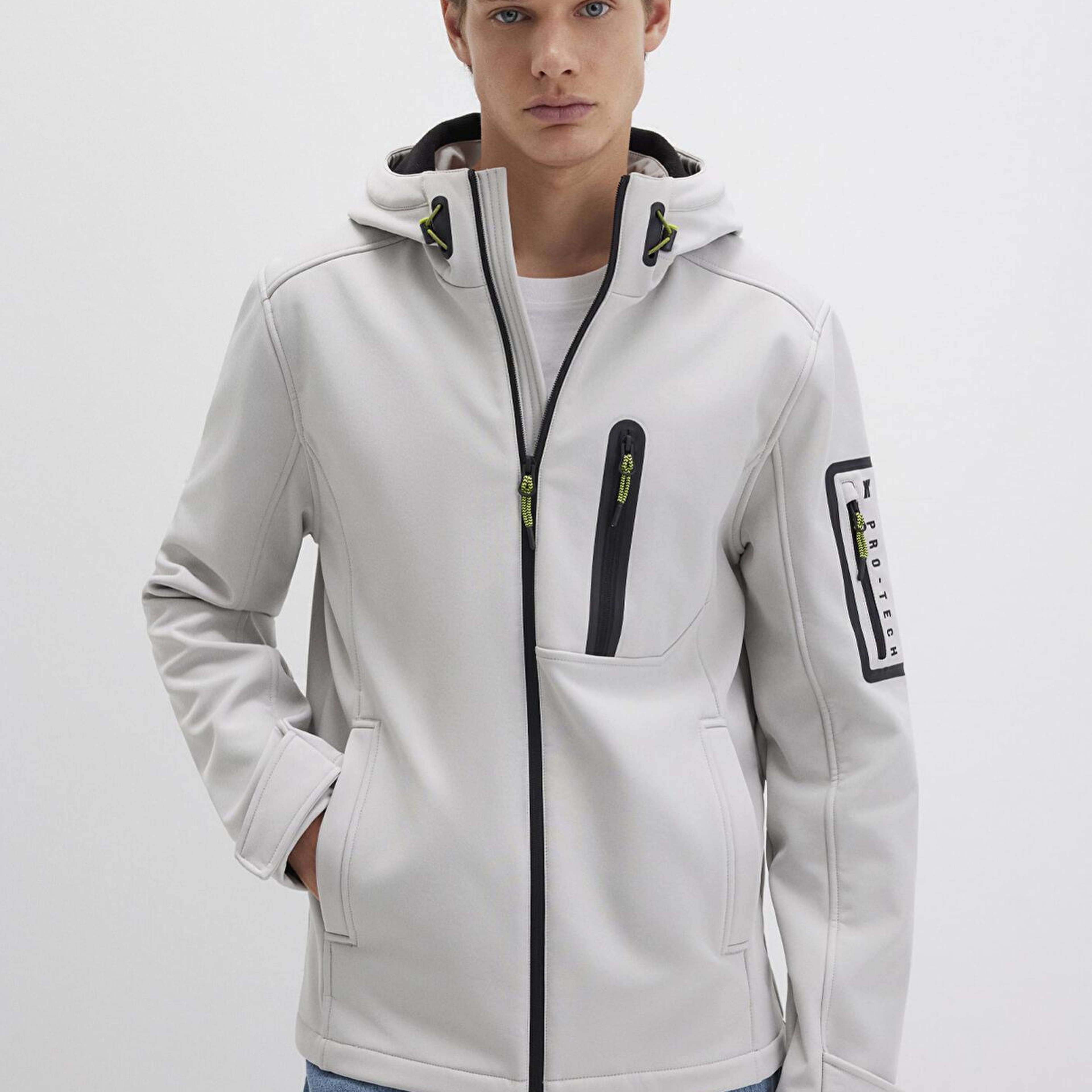 Mavi Su İtici Kapüşonlu Gri Scuba Ceket Slim Fit / Dar Kesim 0110264-70074