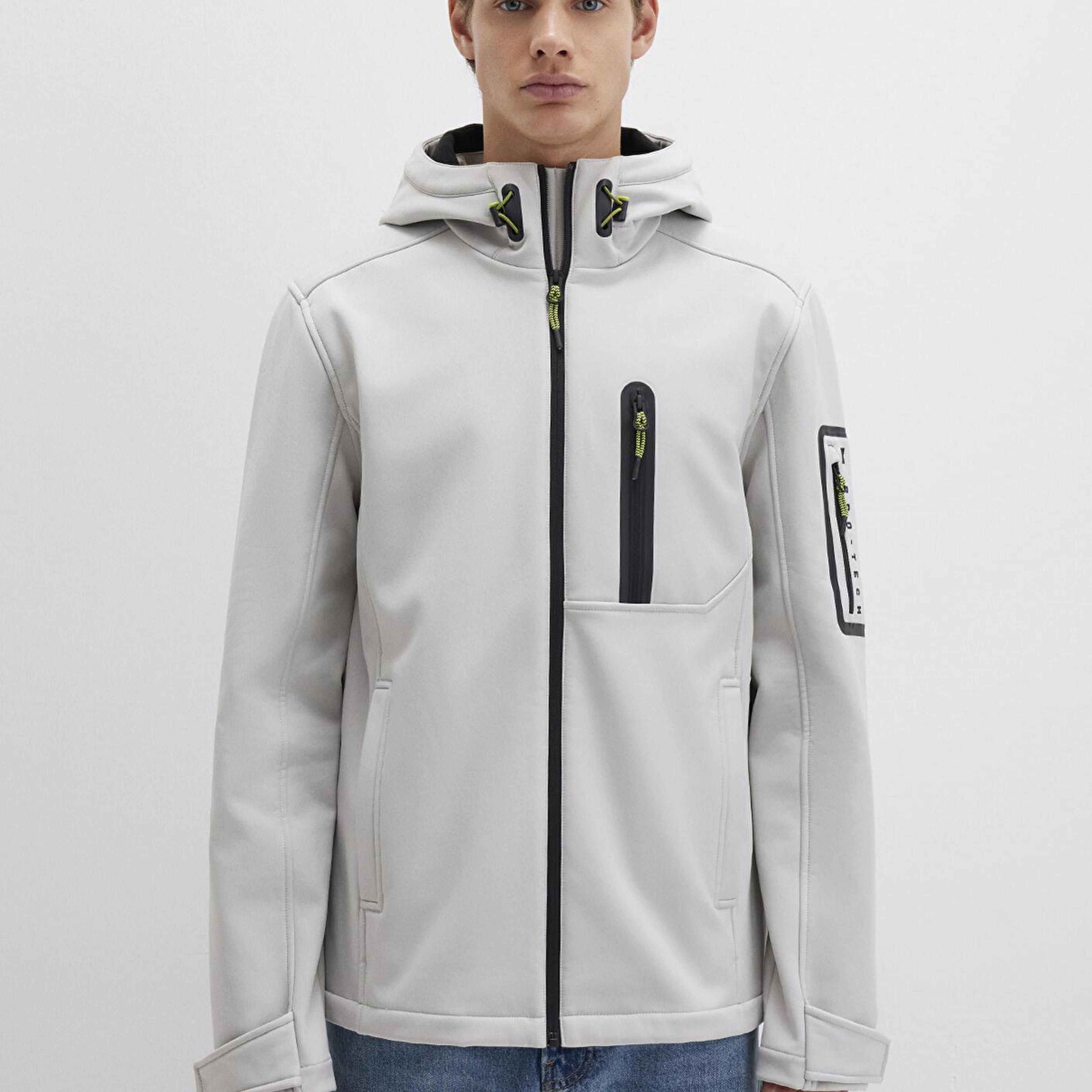Mavi Su İtici Kapüşonlu Gri Scuba Ceket Slim Fit / Dar Kesim 0110264-70074