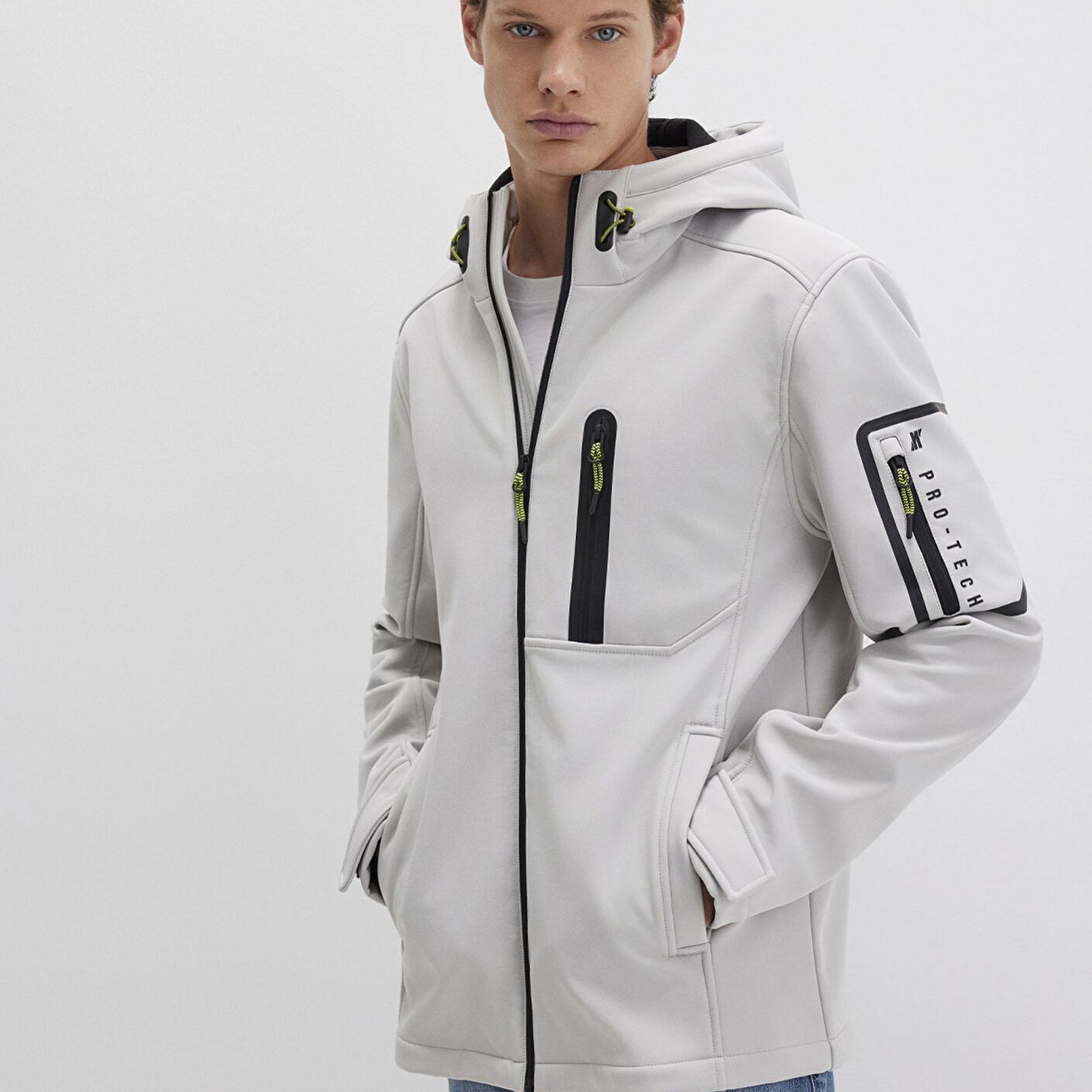 Mavi Su İtici Kapüşonlu Gri Scuba Ceket Slim Fit / Dar Kesim 0110264-70074