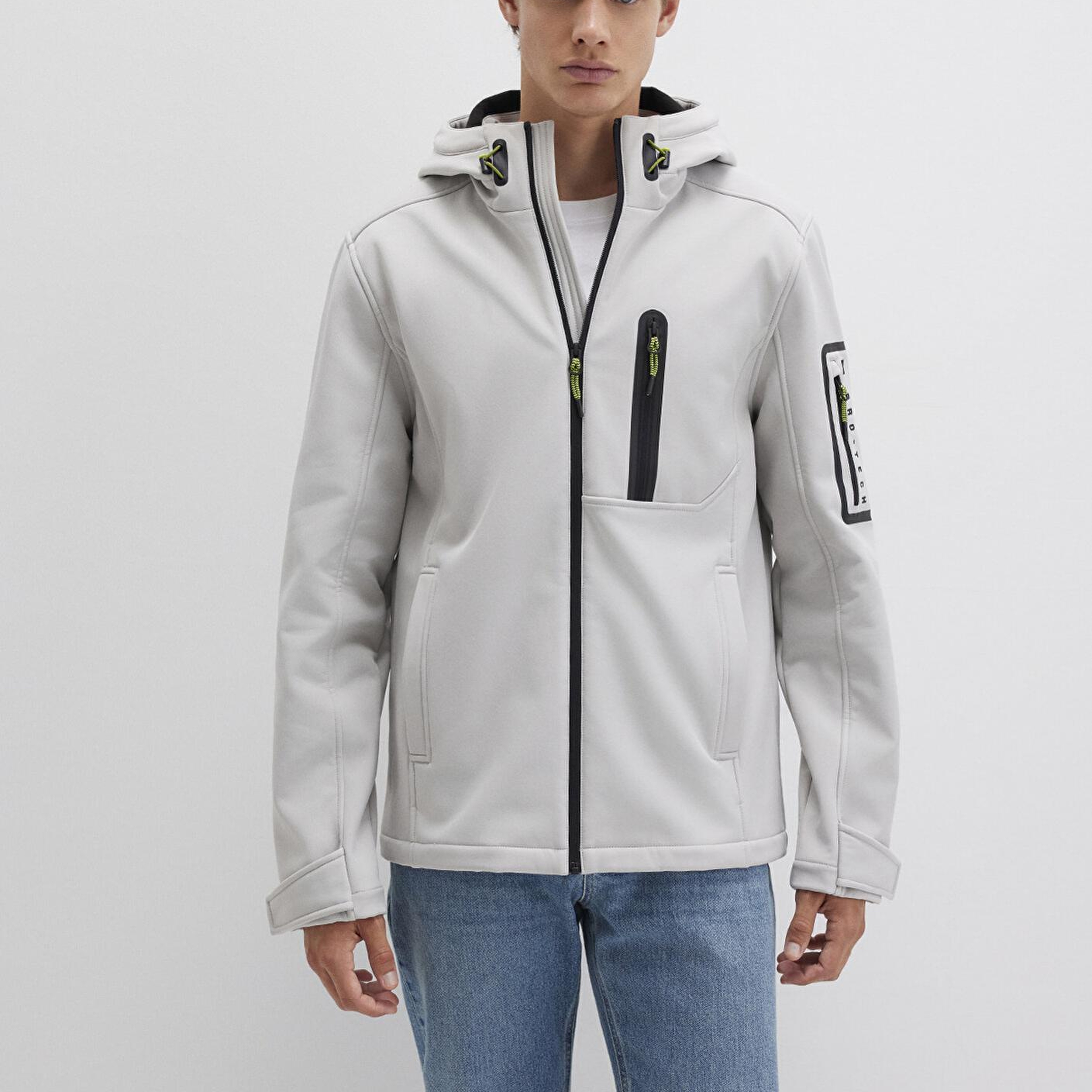 Mavi Su İtici Kapüşonlu Gri Scuba Ceket Slim Fit / Dar Kesim 0110264-70074