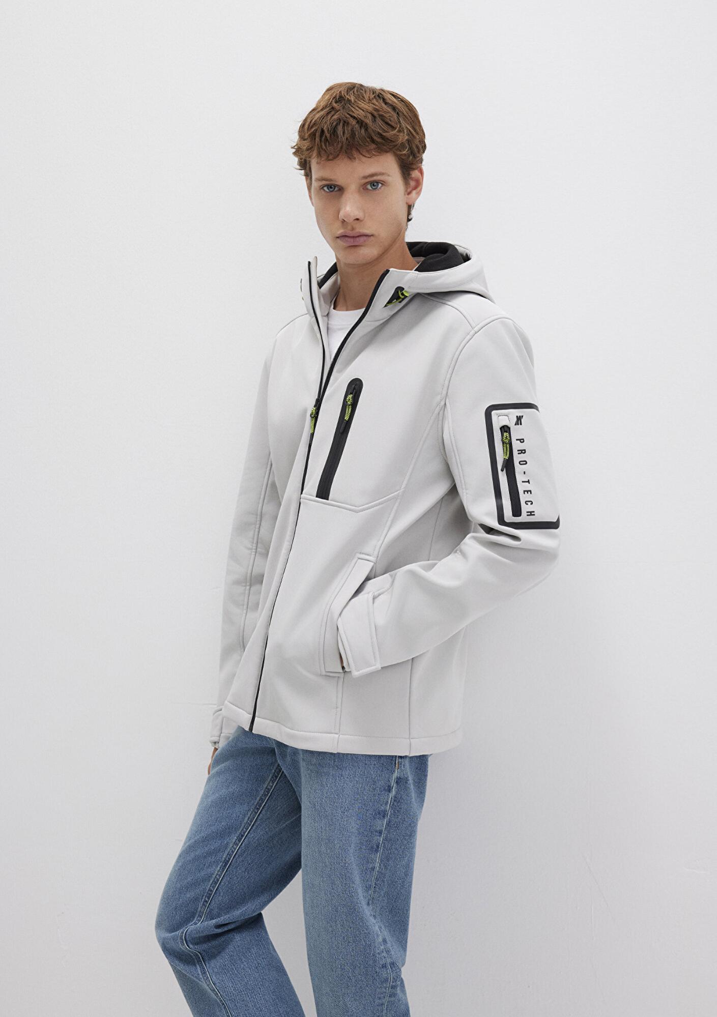 Mavi Su İtici Kapüşonlu Gri Scuba Ceket Slim Fit / Dar Kesim 0110264-70074