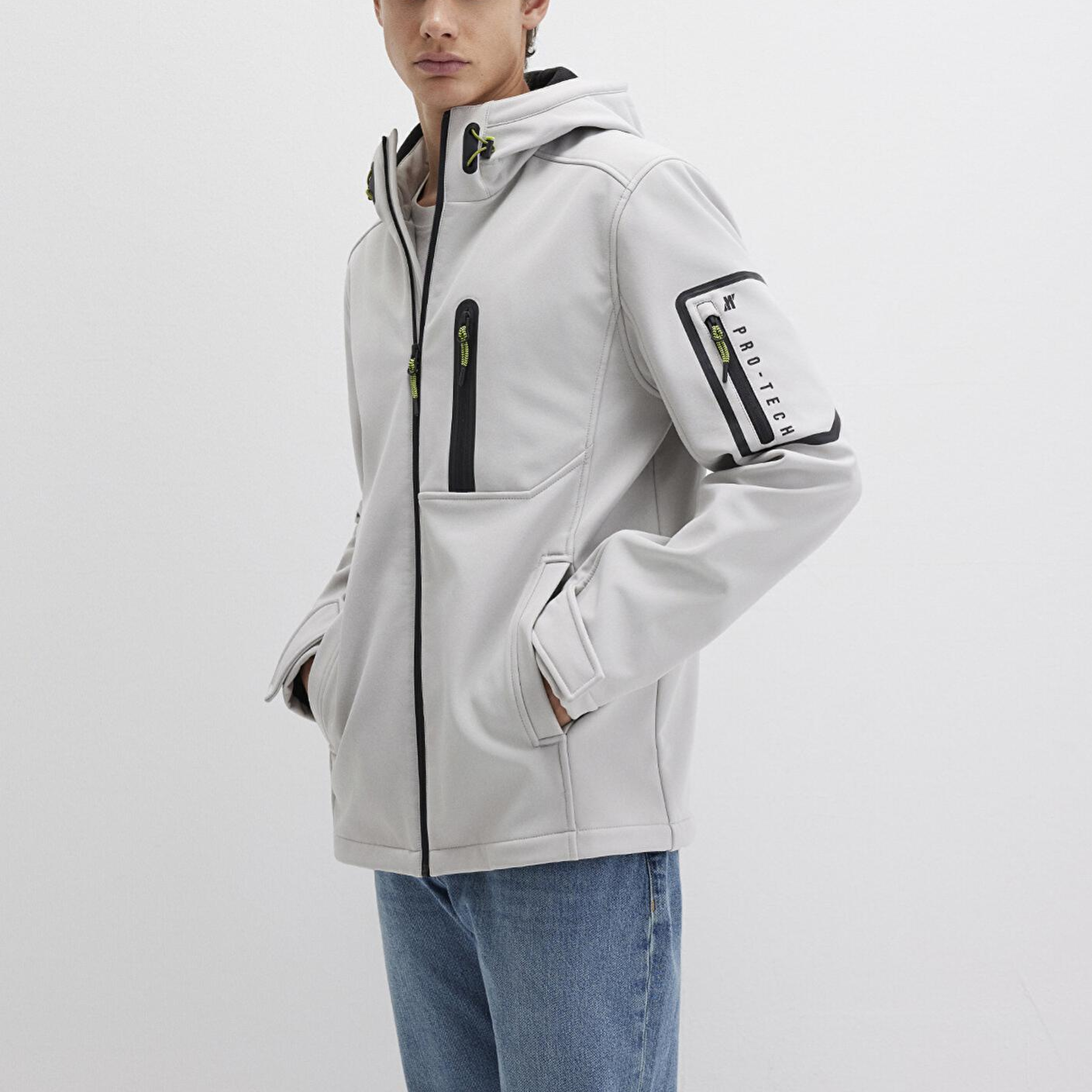 Mavi Su İtici Kapüşonlu Gri Scuba Ceket Slim Fit / Dar Kesim 0110264-70074