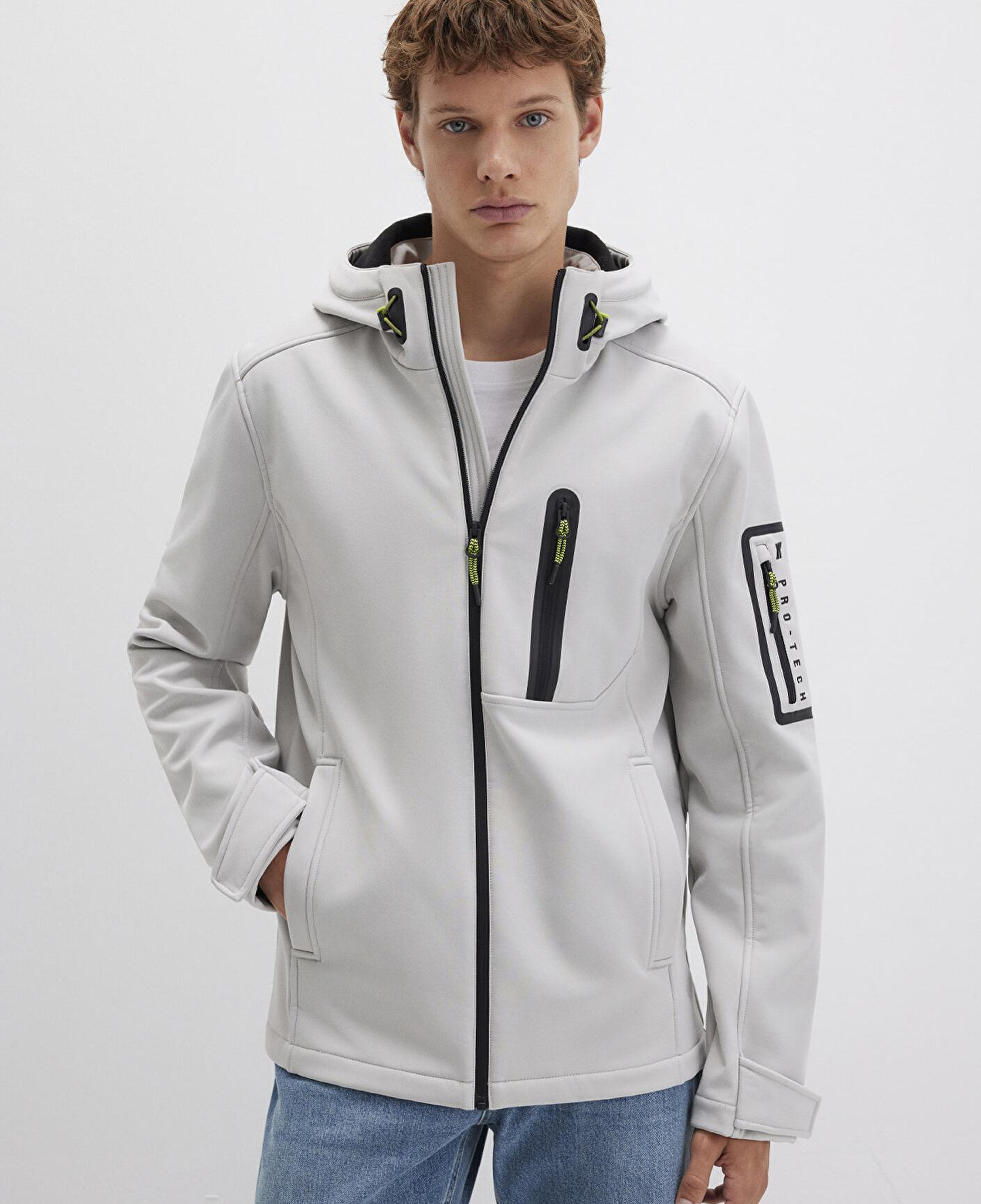 Mavi Su İtici Kapüşonlu Gri Scuba Ceket Slim Fit / Dar Kesim 0110264-70074