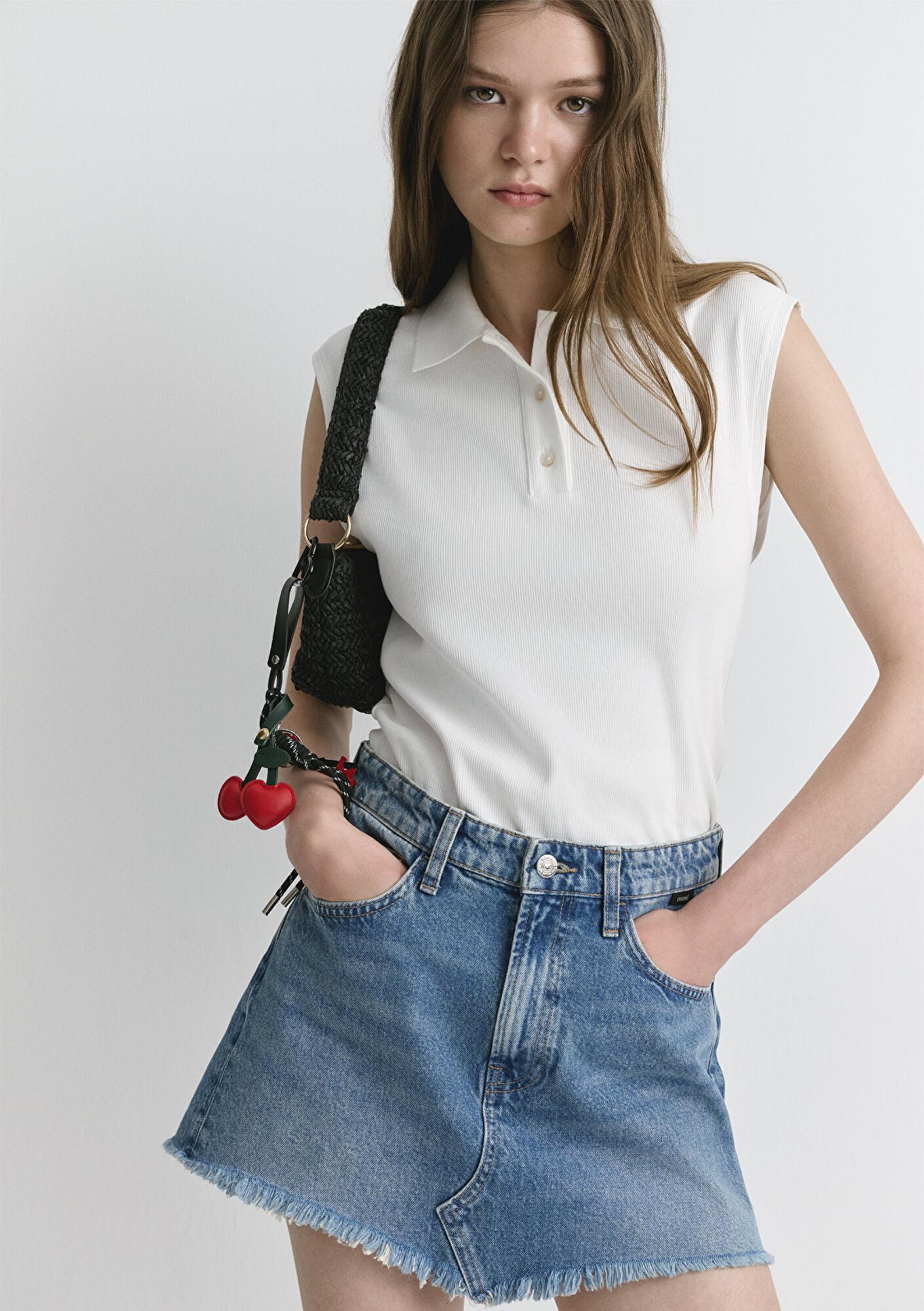 Mavi Tiera Classic Denim Puslu Indigo Mavi Jean Etek 1310654-89730