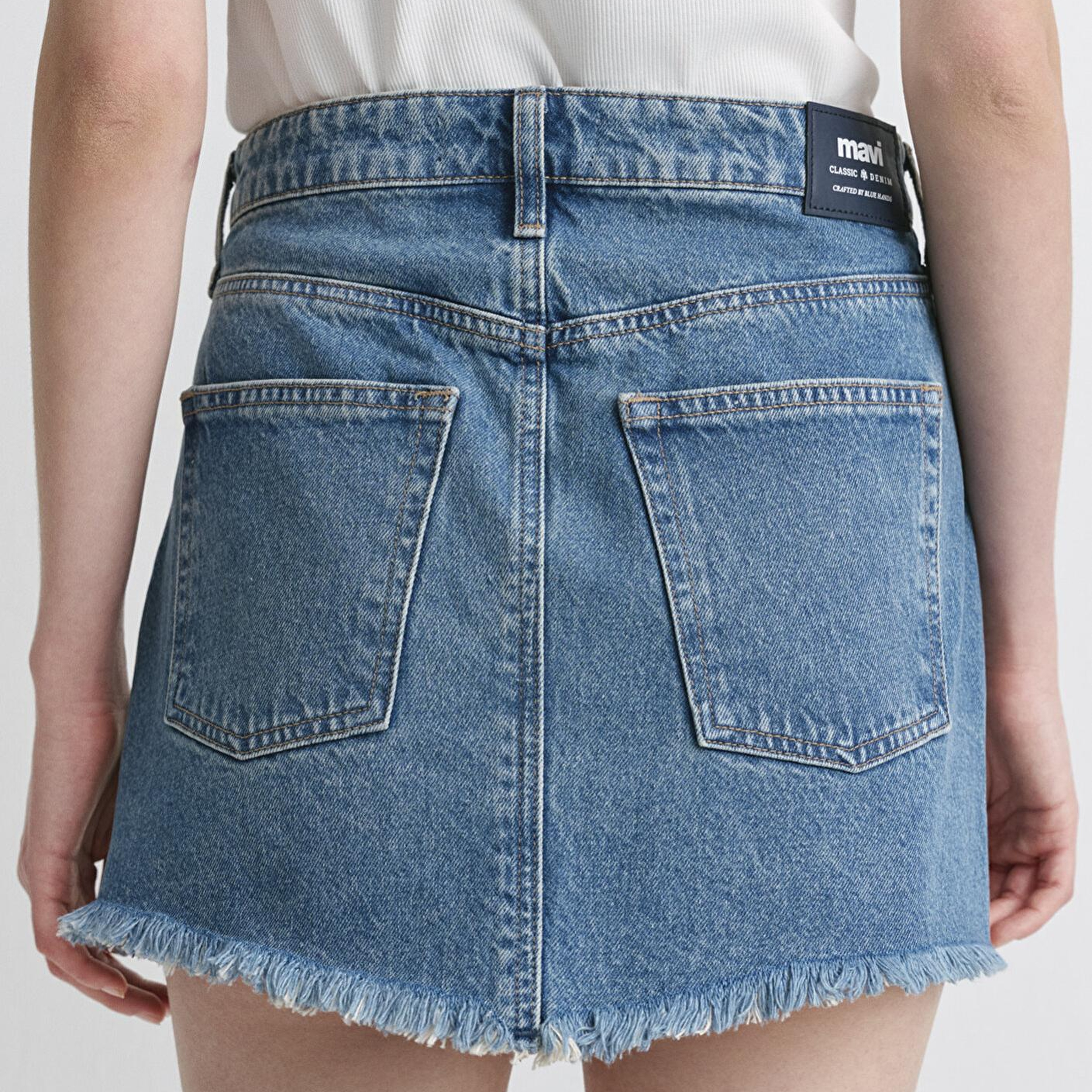 Mavi Tiera Classic Denim Puslu Indigo Mavi Jean Etek 1310654-89730