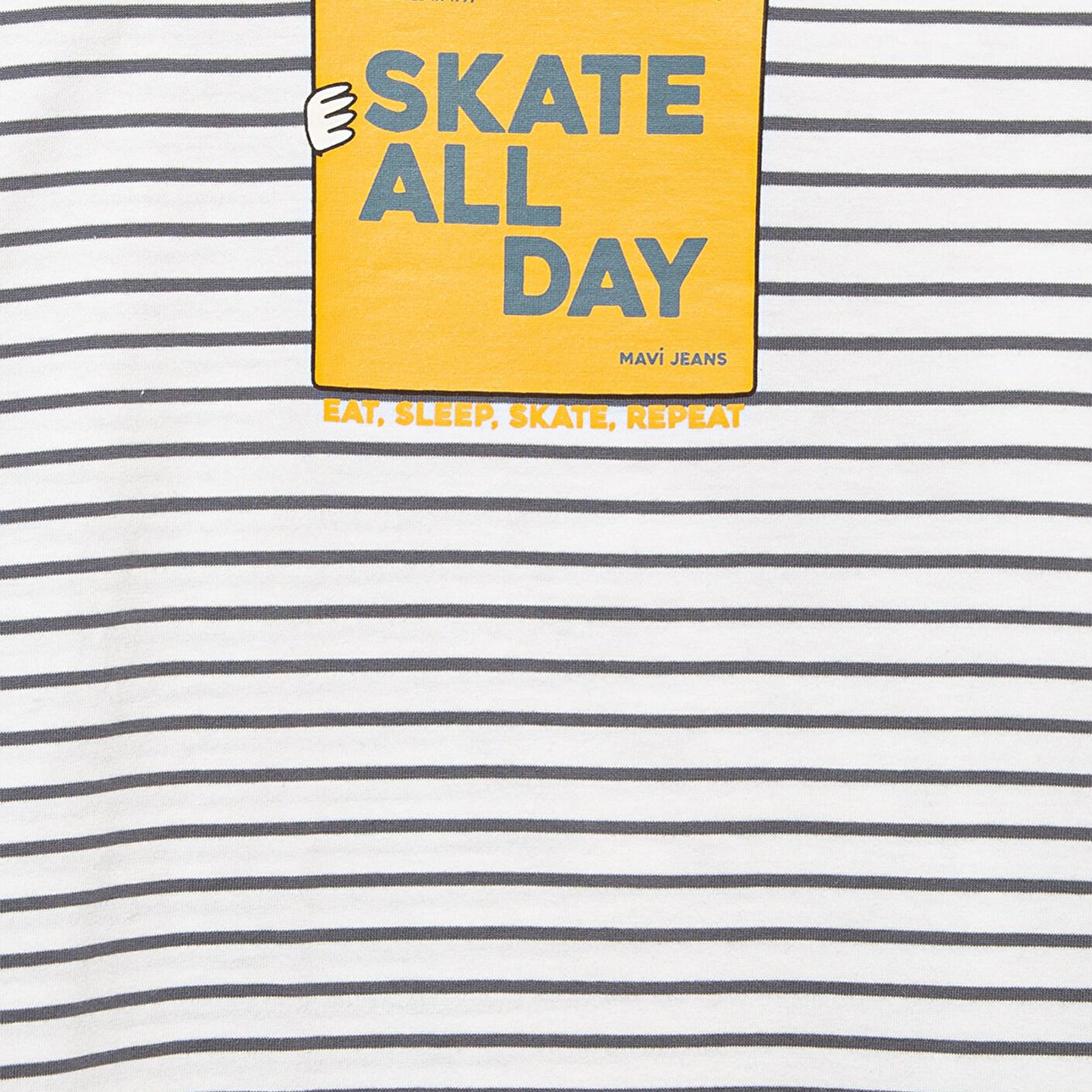 Mavi Skate All Day Baskılı Ekru Tişört Oversize / Geniş Kesim 6610263-89187