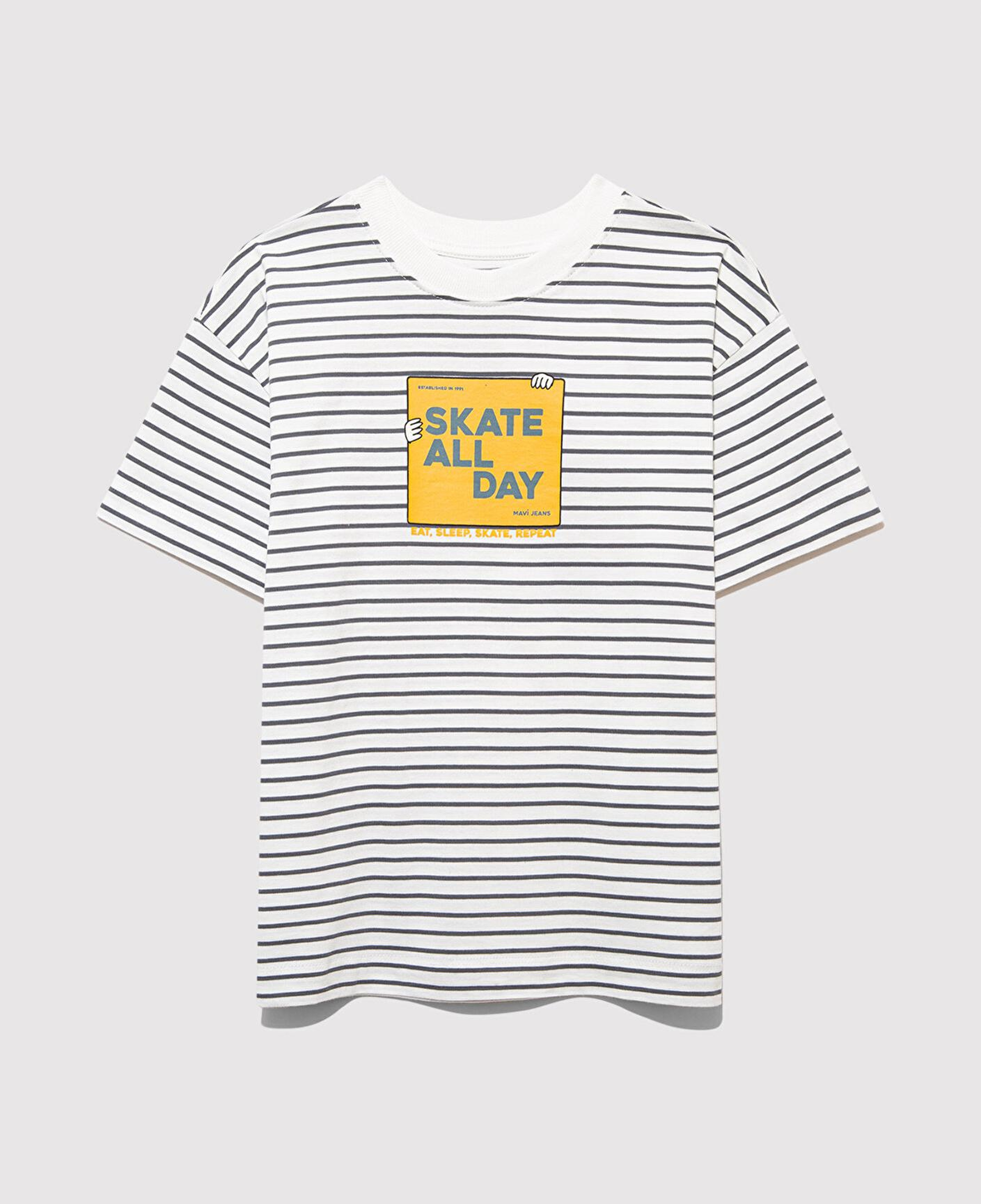 Mavi Skate All Day Baskılı Ekru Tişört Oversize / Geniş Kesim 6610263-89187