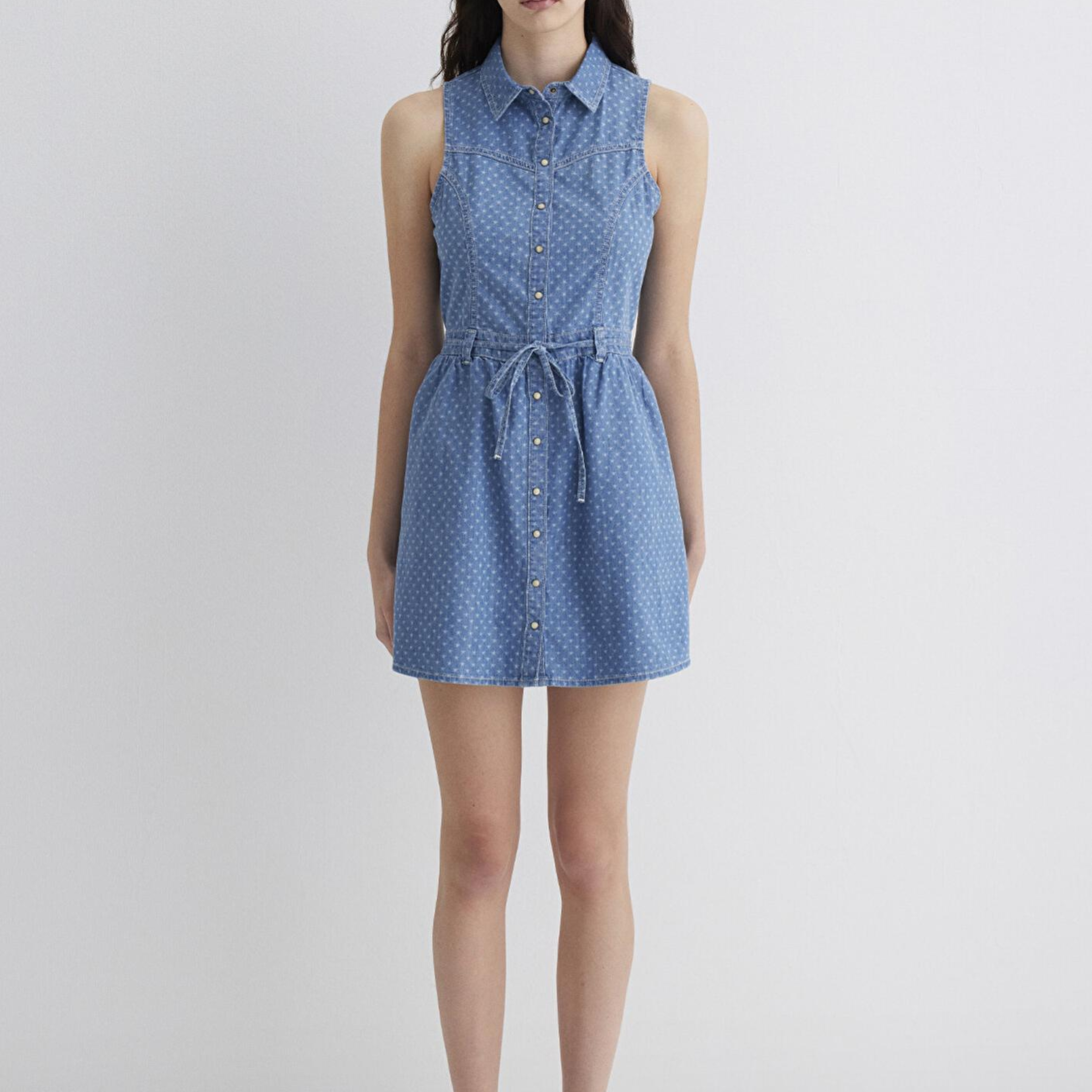 Mavi Raven Akdeniz Yıldız Baskılı Indigo Mavisi Jean Elbise 1310660-89760