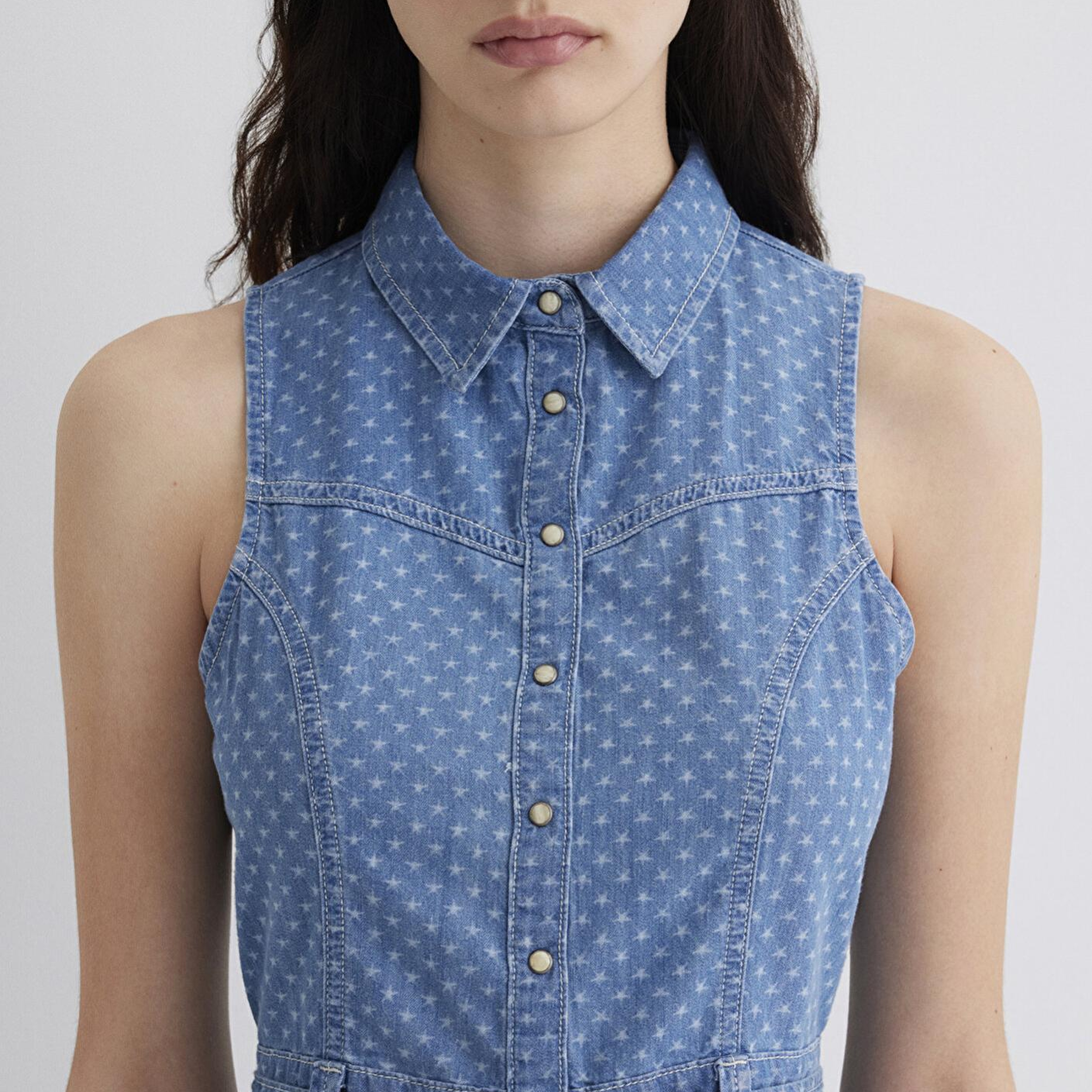 Mavi Raven Akdeniz Yıldız Baskılı Indigo Mavisi Jean Elbise 1310660-89760