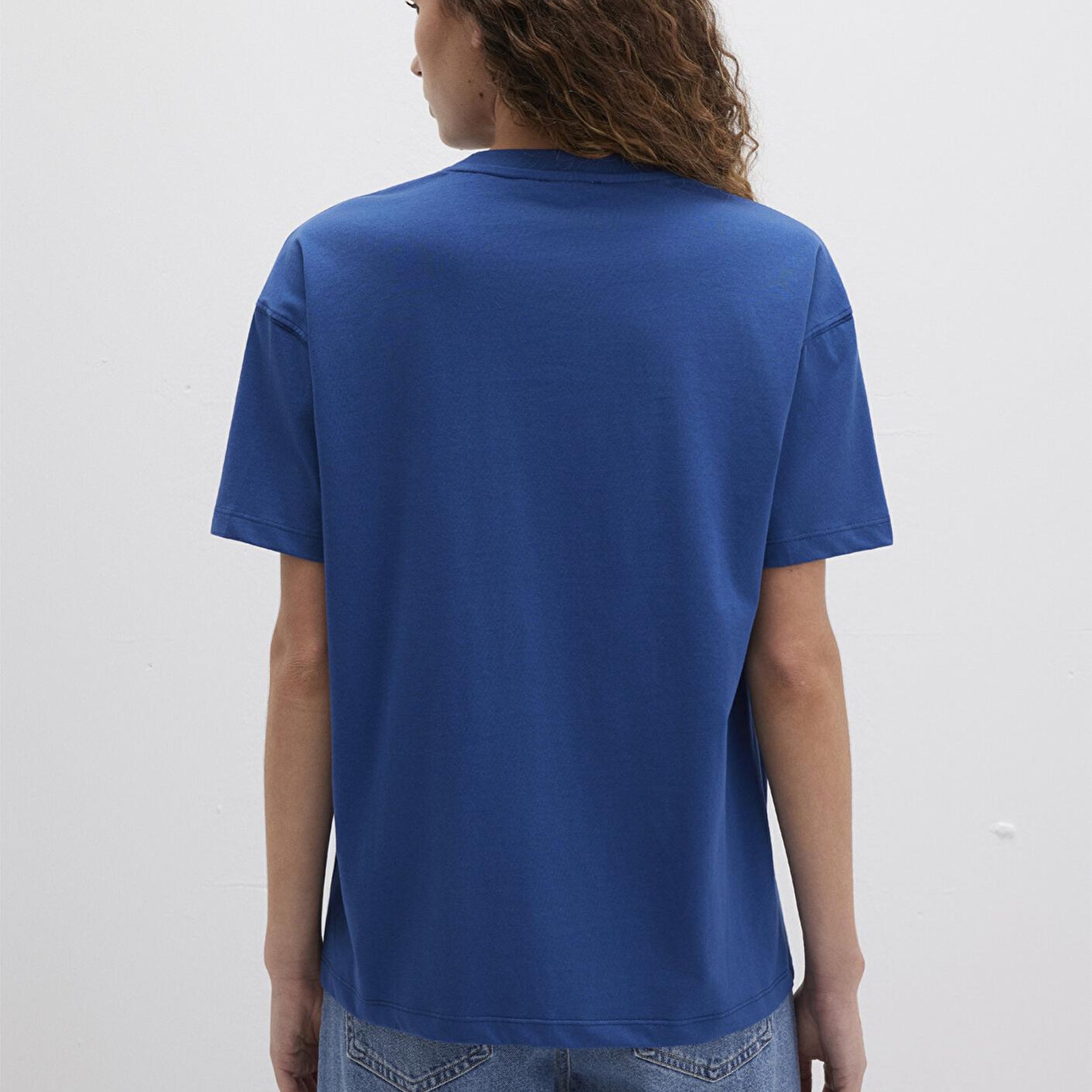 Mavi Kedi Logo Baskılı Lacivert Tişört Loose Fit / Bol Rahat Kesim 1613283-82625