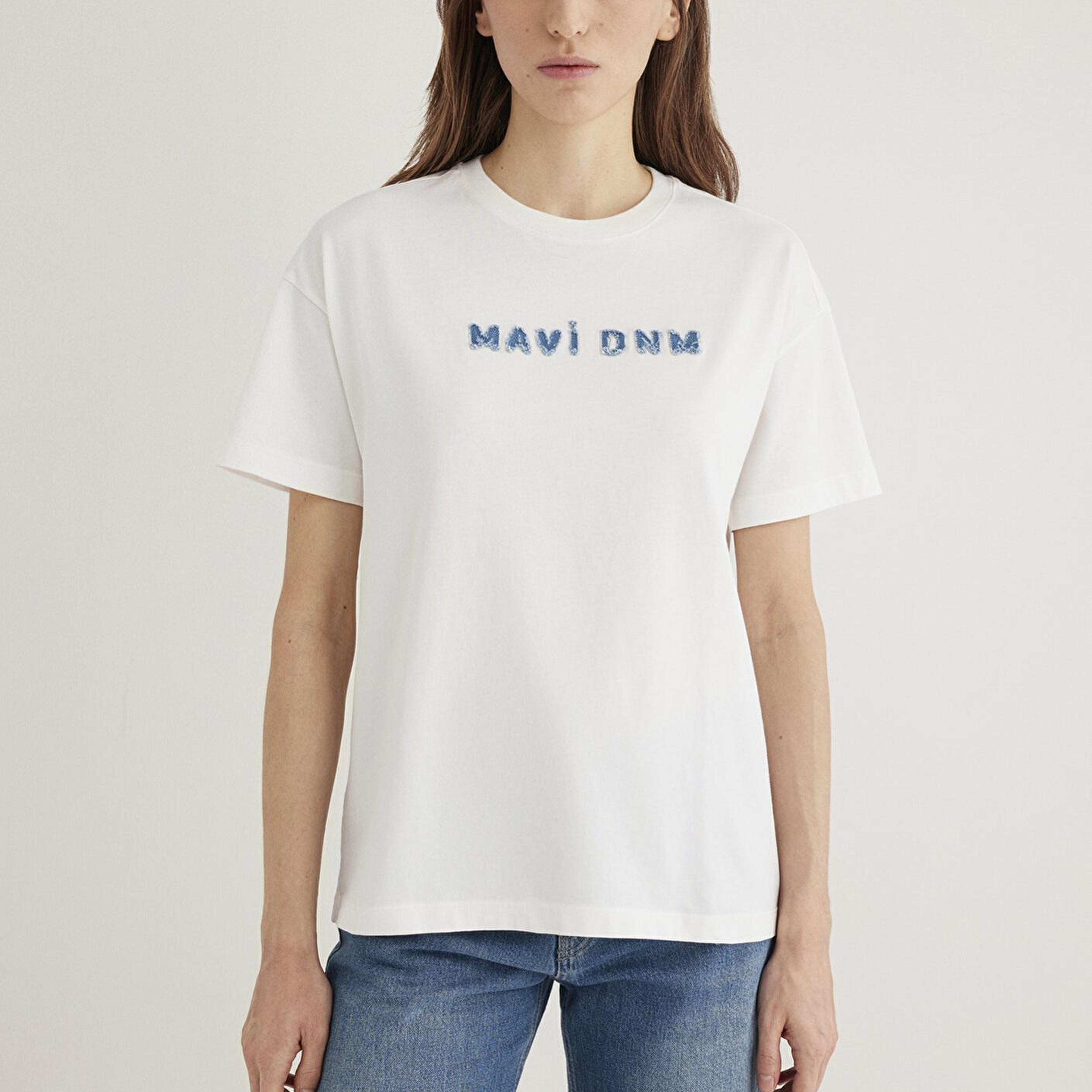 Mavi Mavi Baskılı Ekru Tişört Loose Fit / Bol Rahat Kesim 1613146-70057