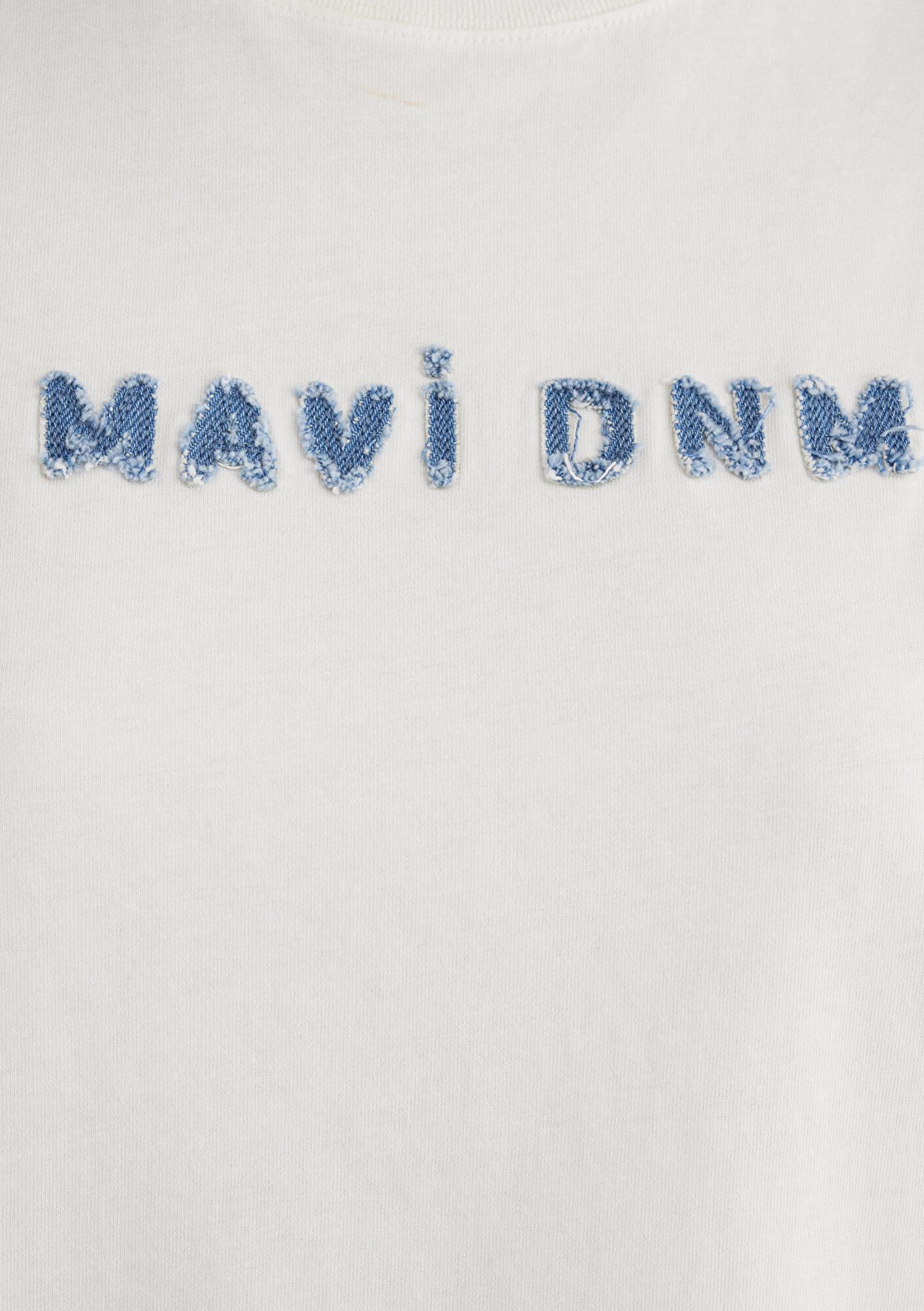 Mavi Mavi Baskılı Ekru Tişört Loose Fit / Bol Rahat Kesim 1613146-70057