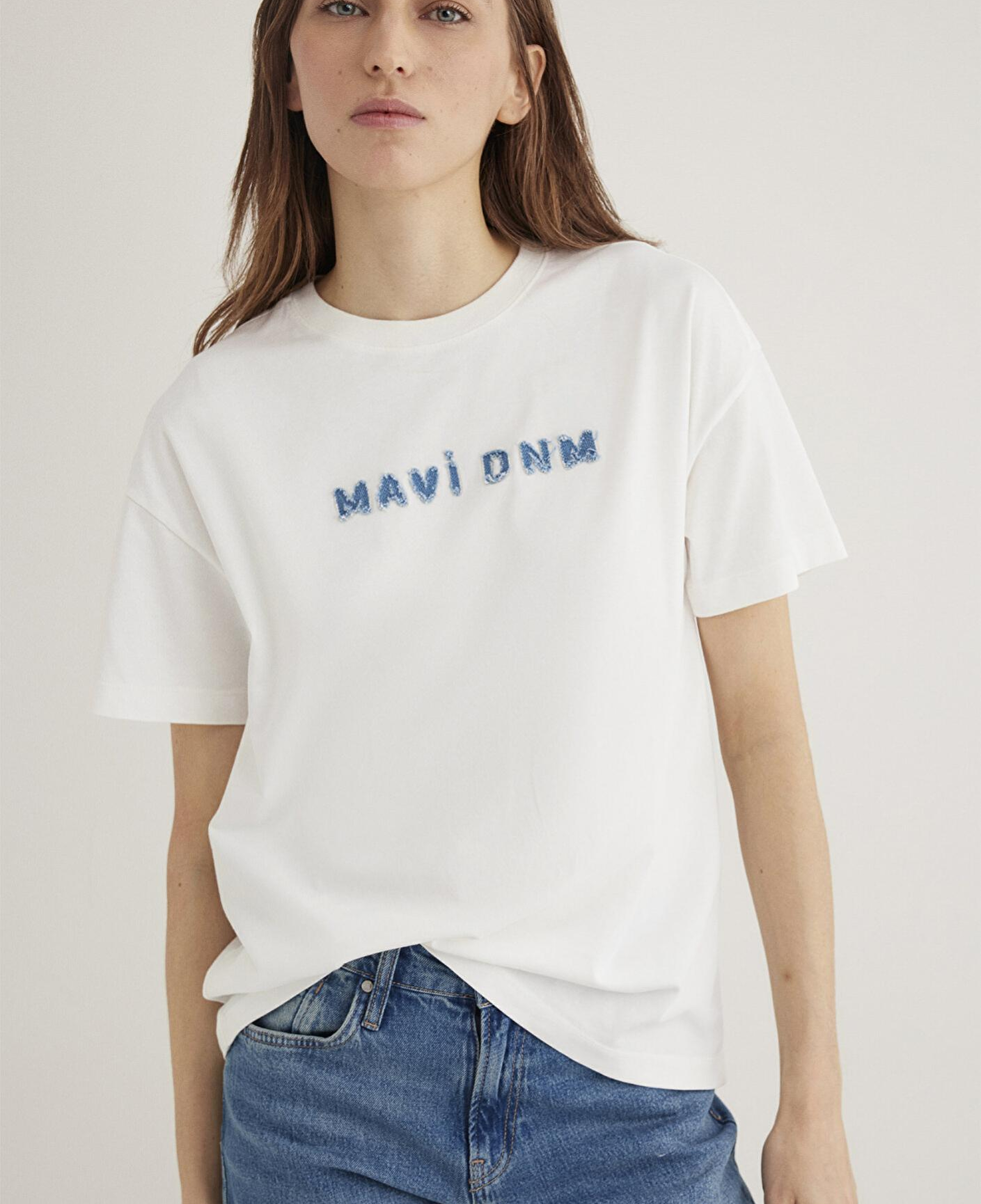 Mavi Mavi Baskılı Ekru Tişört Loose Fit / Bol Rahat Kesim 1613146-70057