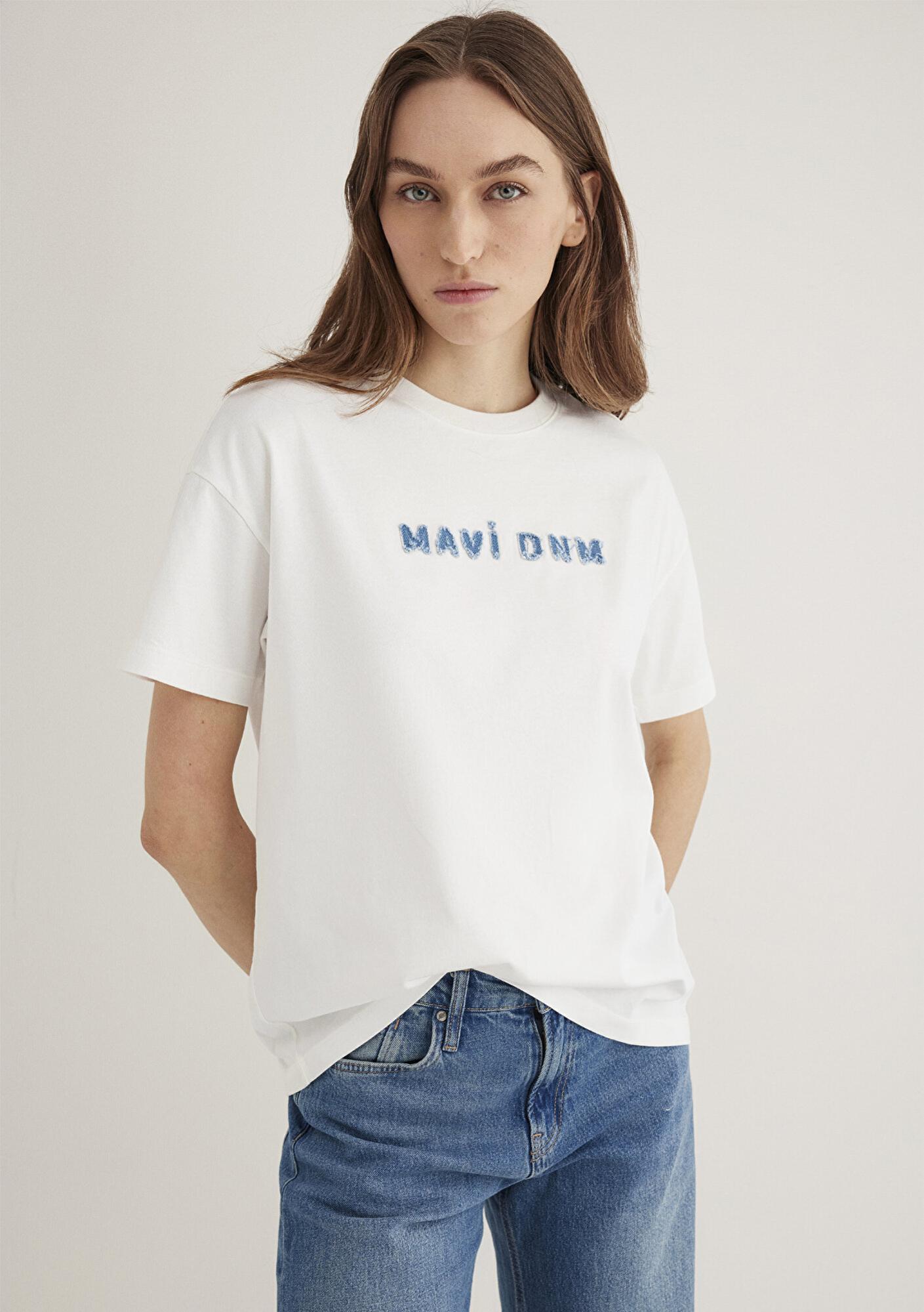 Mavi Mavi Baskılı Ekru Tişört Loose Fit / Bol Rahat Kesim 1613146-70057