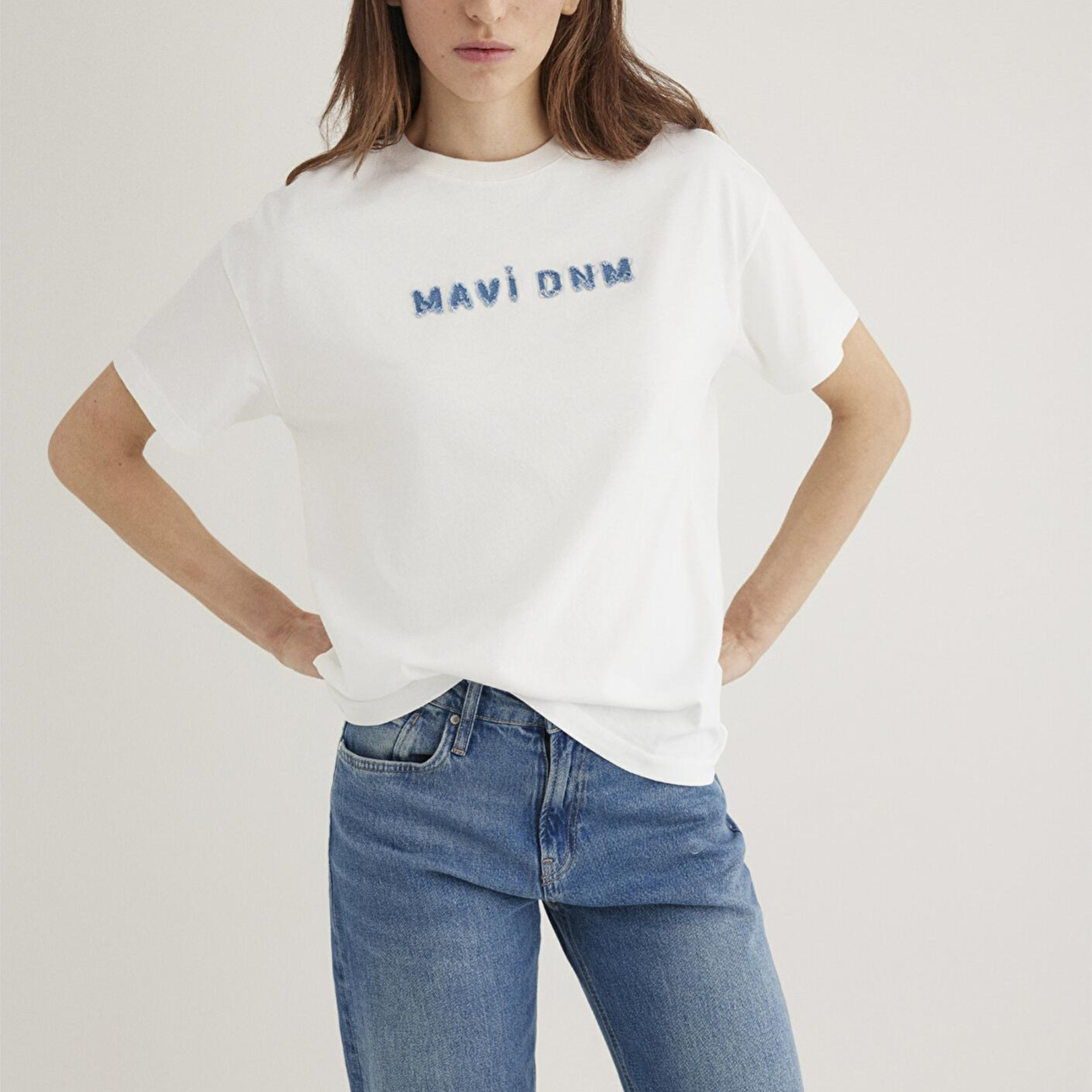 Mavi Mavi Baskılı Ekru Tişört Loose Fit / Bol Rahat Kesim 1613146-70057