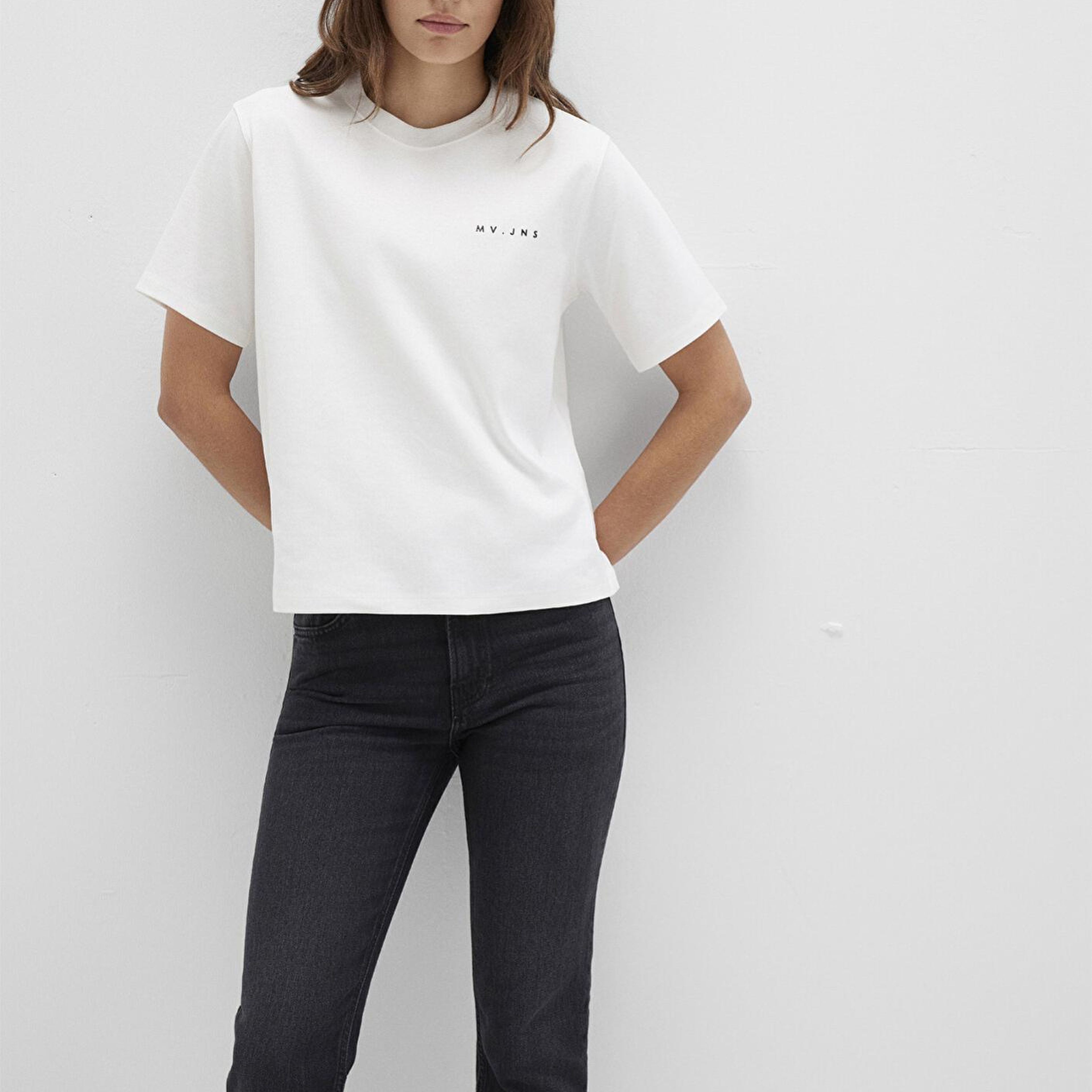 Mavi MV Baskılı İnterlok Ekru Tişört Regular Fit / Normal Kesim 1613148-80194