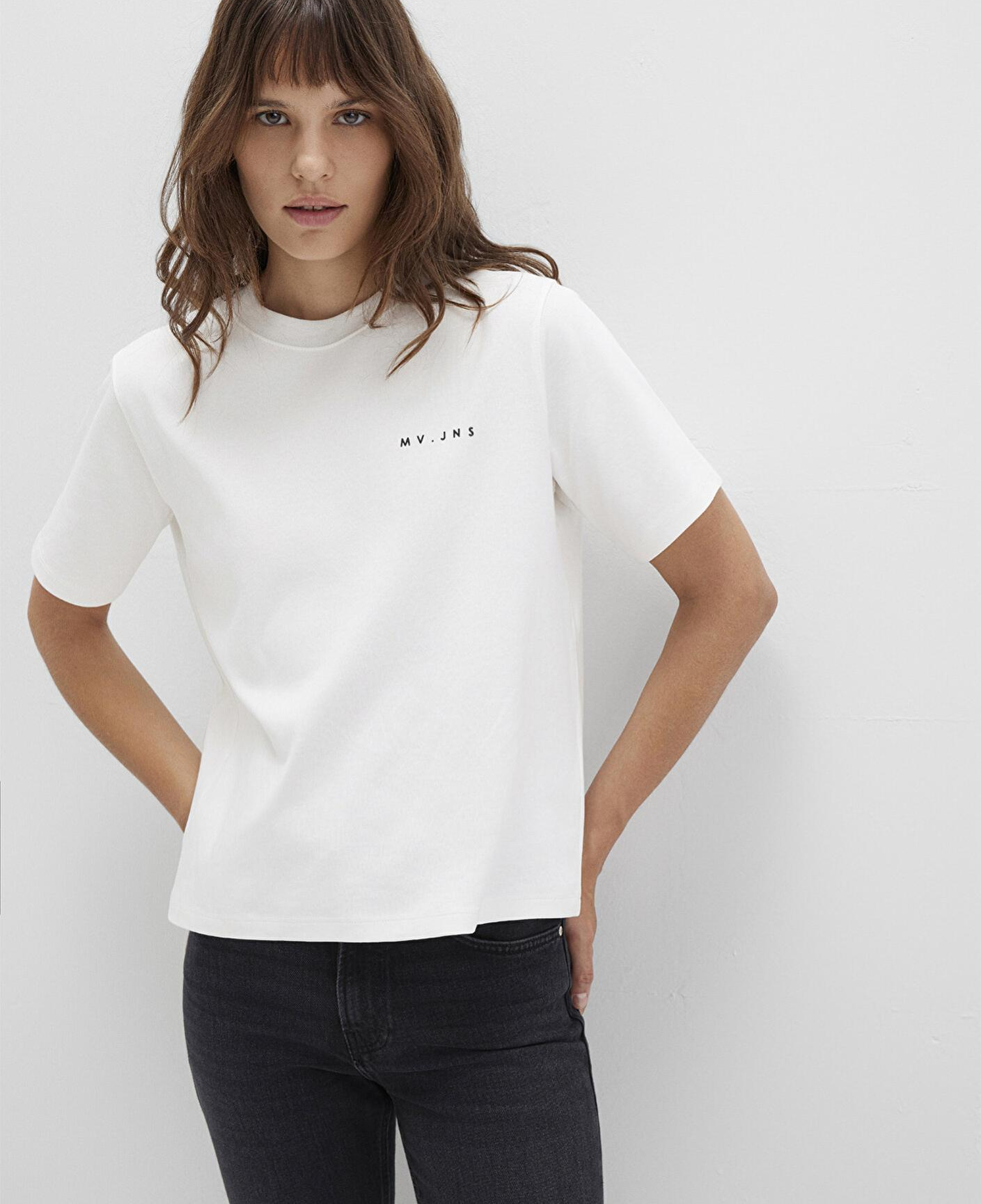 Mavi MV Baskılı İnterlok Ekru Tişört Regular Fit / Normal Kesim 1613148-80194