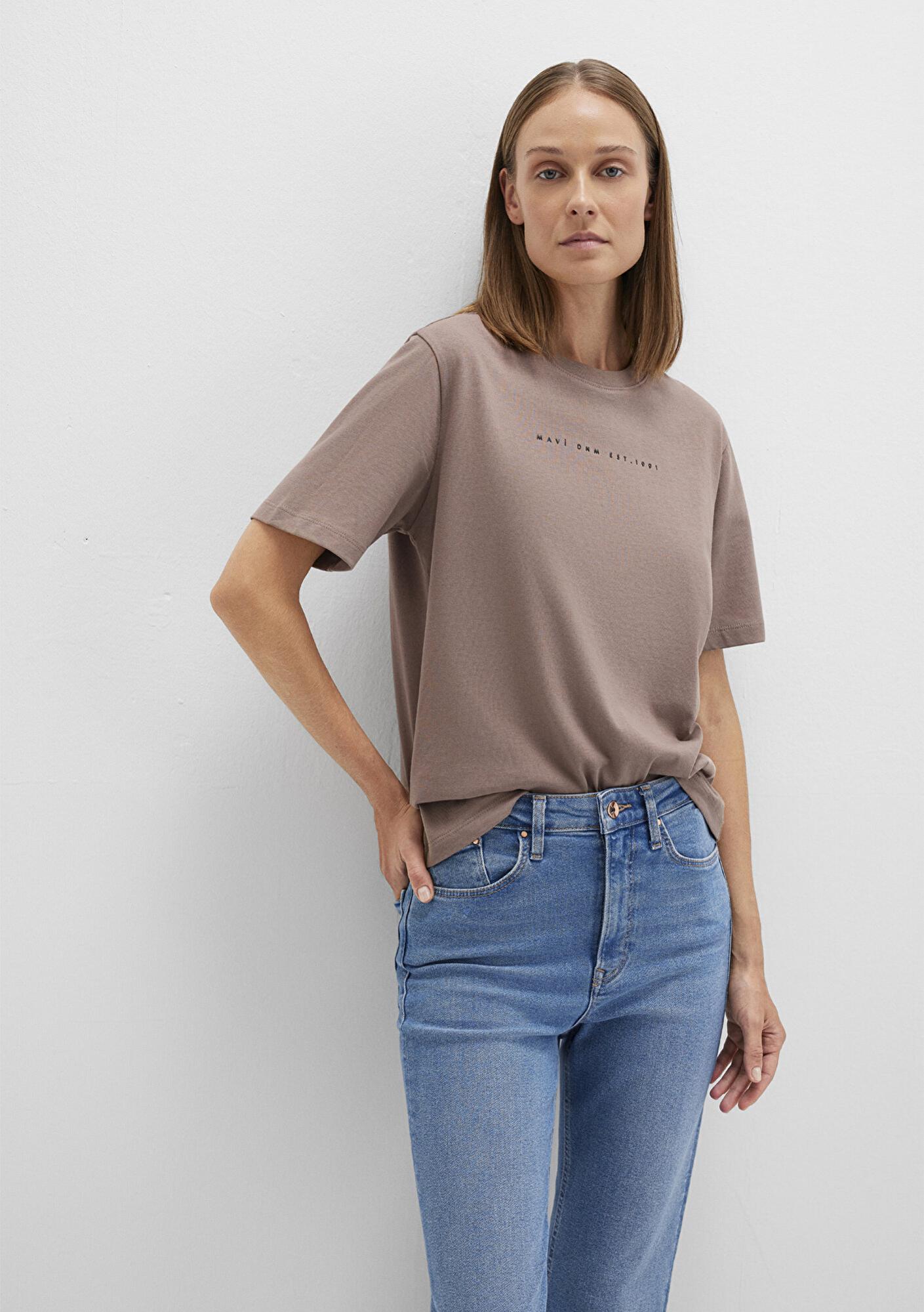 Mavi Mavi Baskılı Kahverengi Tişört Regular Fit / Normal Kesim 1613147-70383