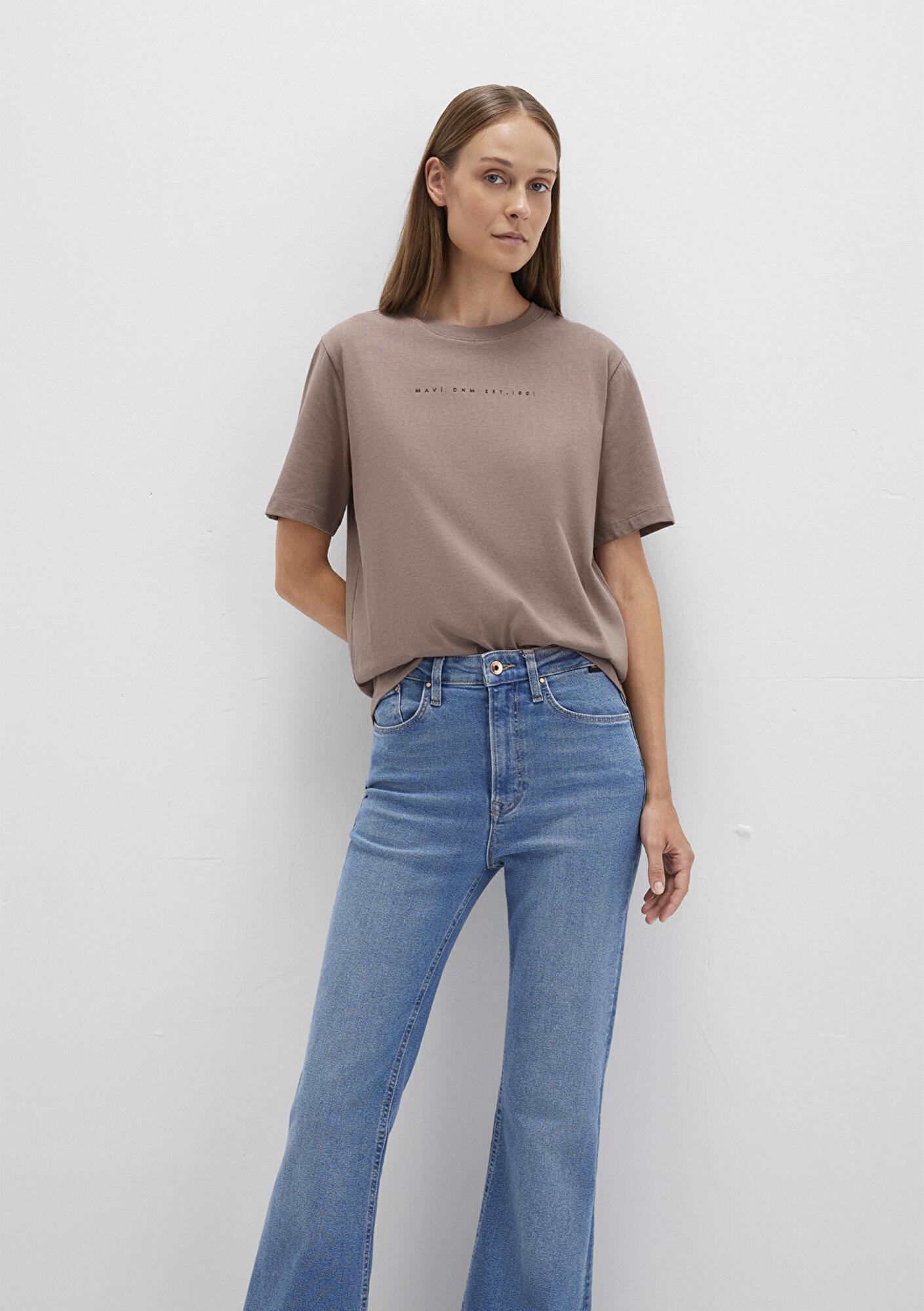 Mavi Mavi Baskılı Kahverengi Tişört Regular Fit / Normal Kesim 1613147-70383
