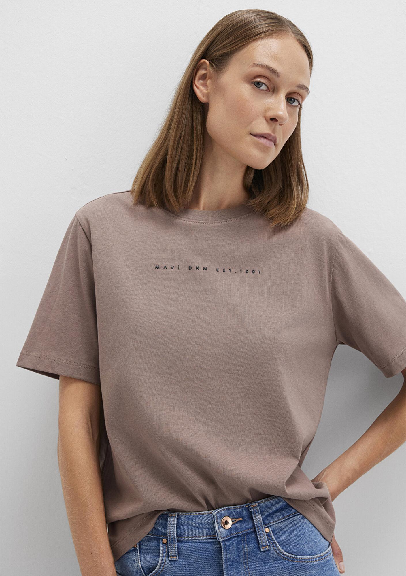 Mavi Mavi Baskılı Kahverengi Tişört Regular Fit / Normal Kesim 1613147-70383