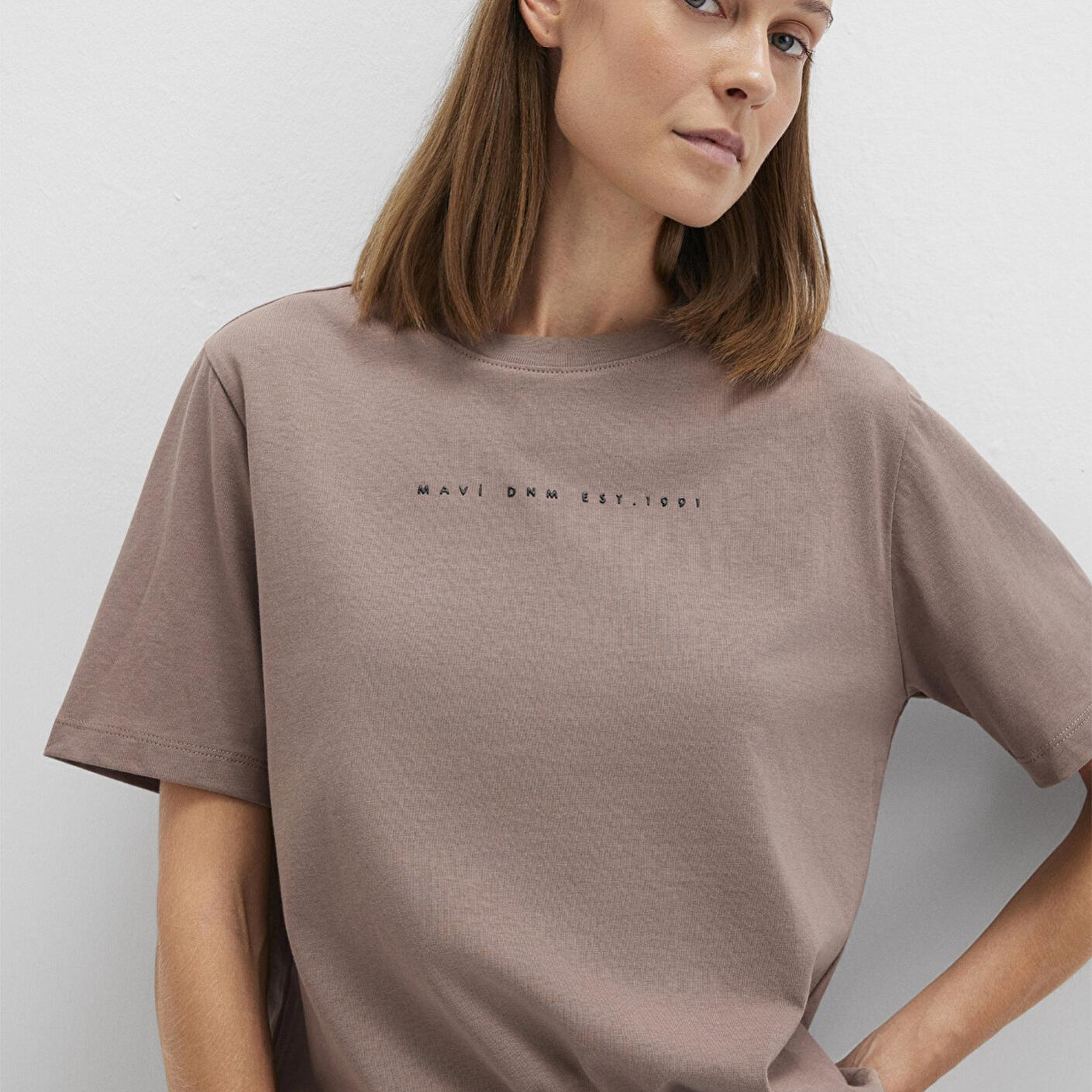 Mavi Mavi Baskılı Kahverengi Tişört Regular Fit / Normal Kesim 1613147-70383
