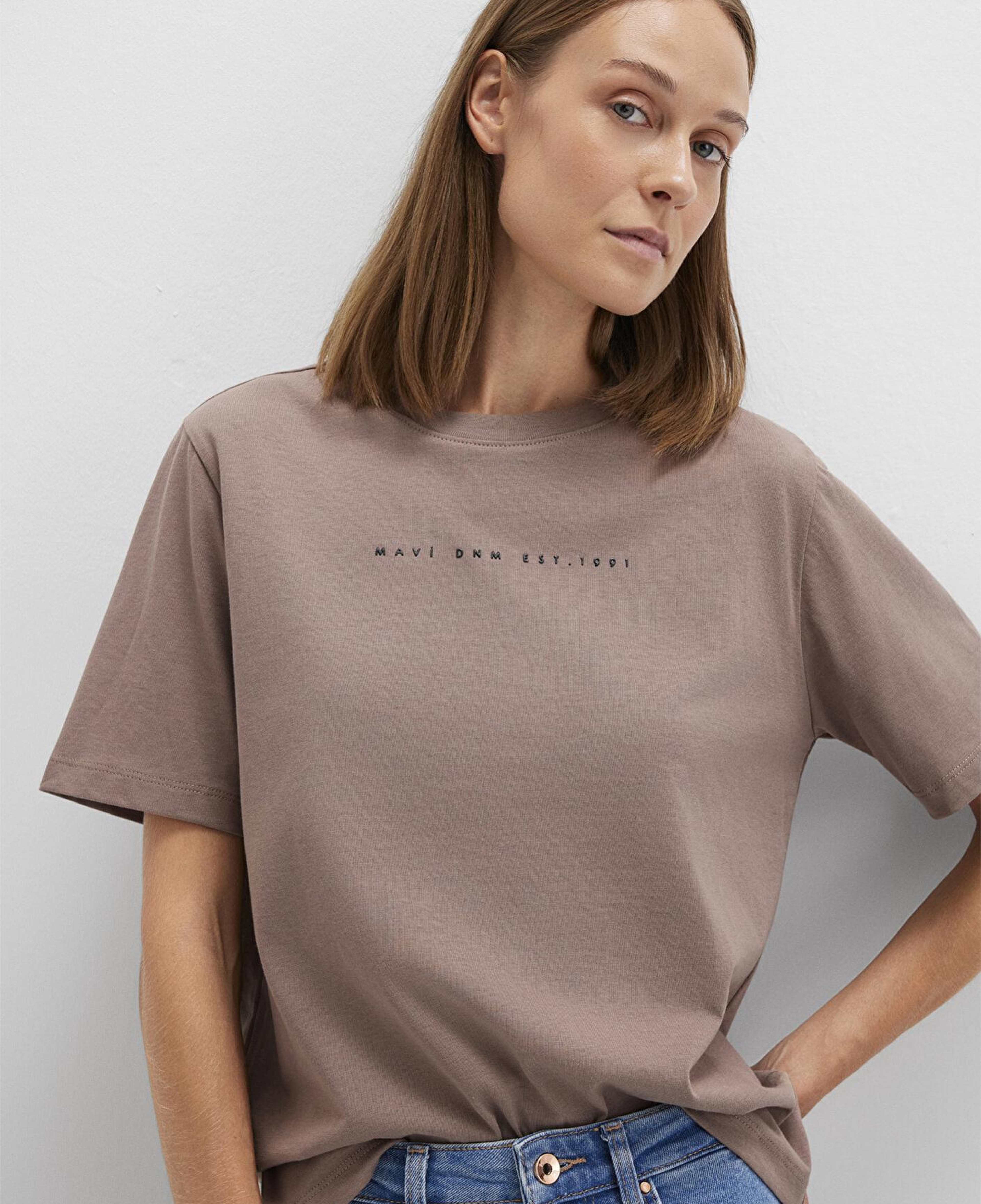 Mavi Mavi Baskılı Kahverengi Tişört Regular Fit / Normal Kesim 1613147-70383