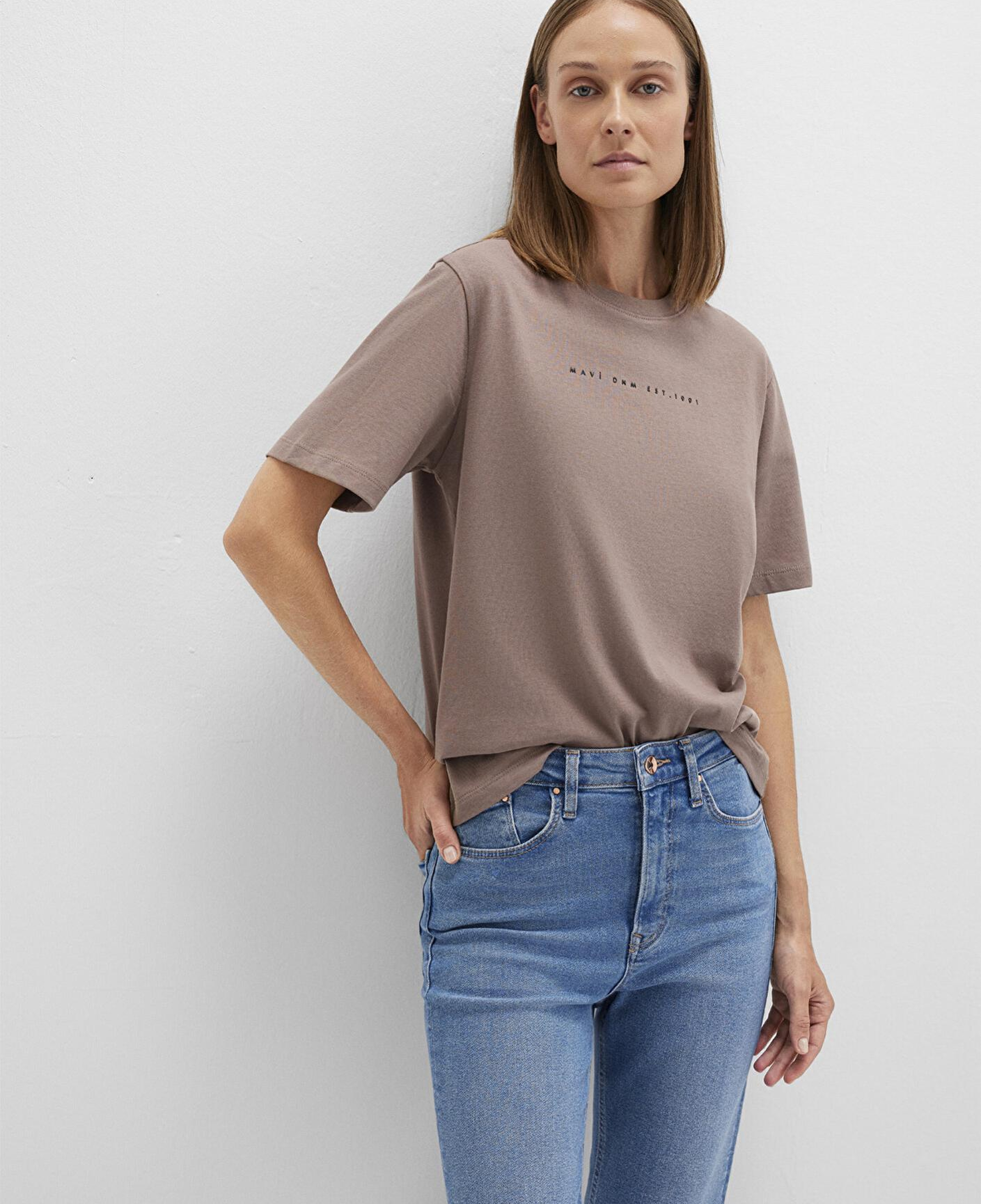 Mavi Mavi Baskılı Kahverengi Tişört Regular Fit / Normal Kesim 1613147-70383