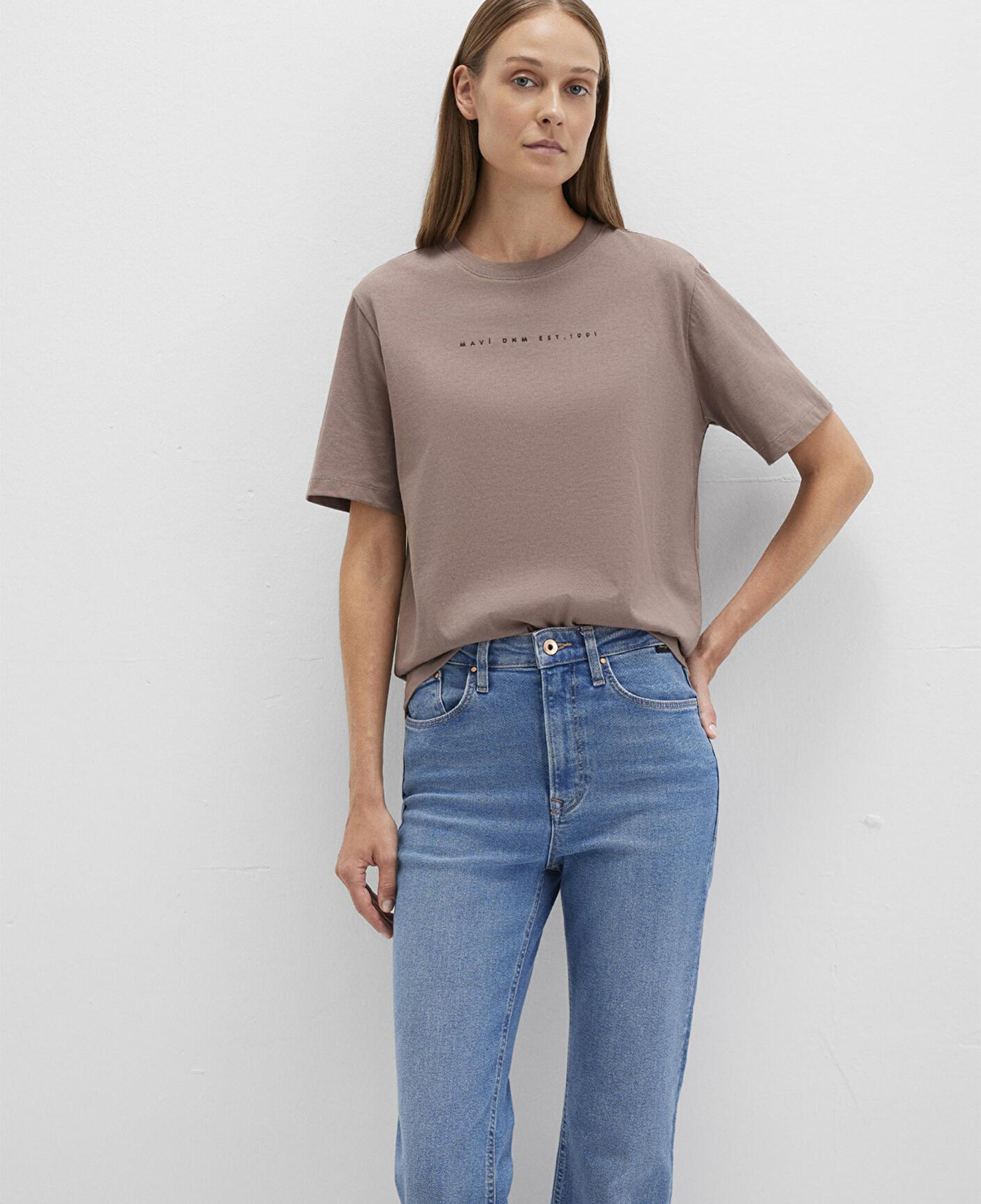Mavi Mavi Baskılı Kahverengi Tişört Regular Fit / Normal Kesim 1613147-70383
