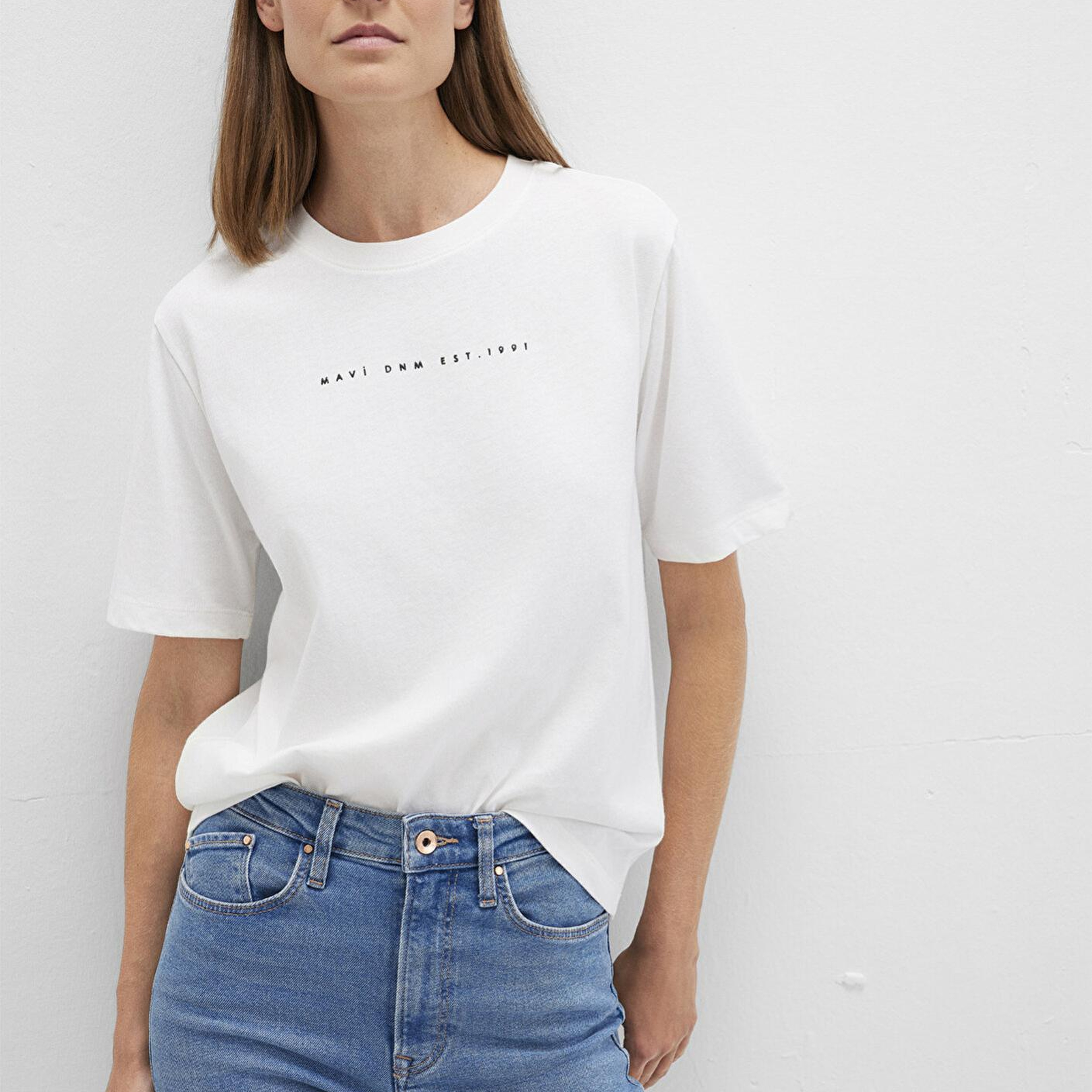Mavi Mavi Baskılı Ekru Tişört Regular Fit / Normal Kesim 1613147-70057