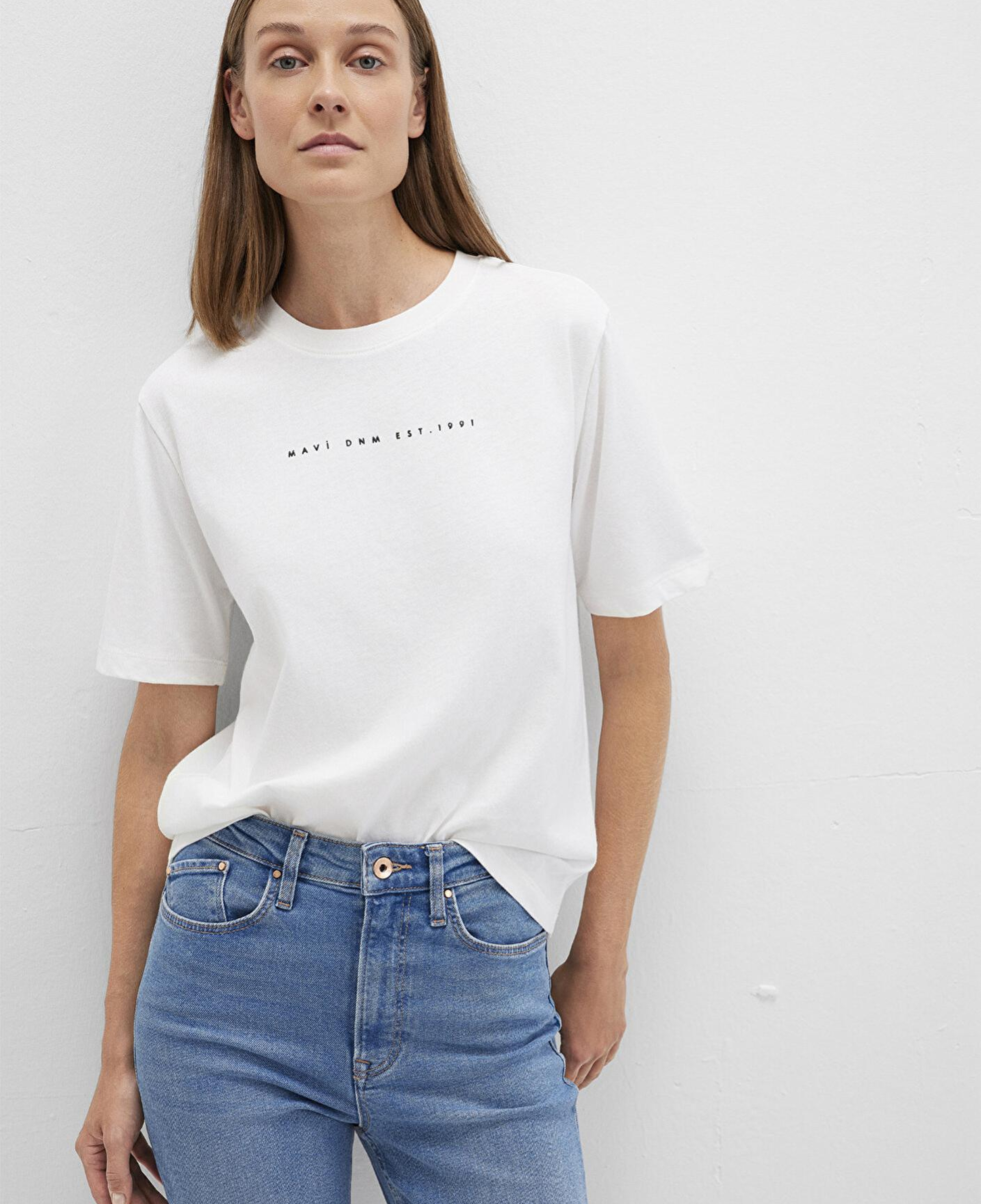 Mavi Mavi Baskılı Ekru Tişört Regular Fit / Normal Kesim 1613147-70057