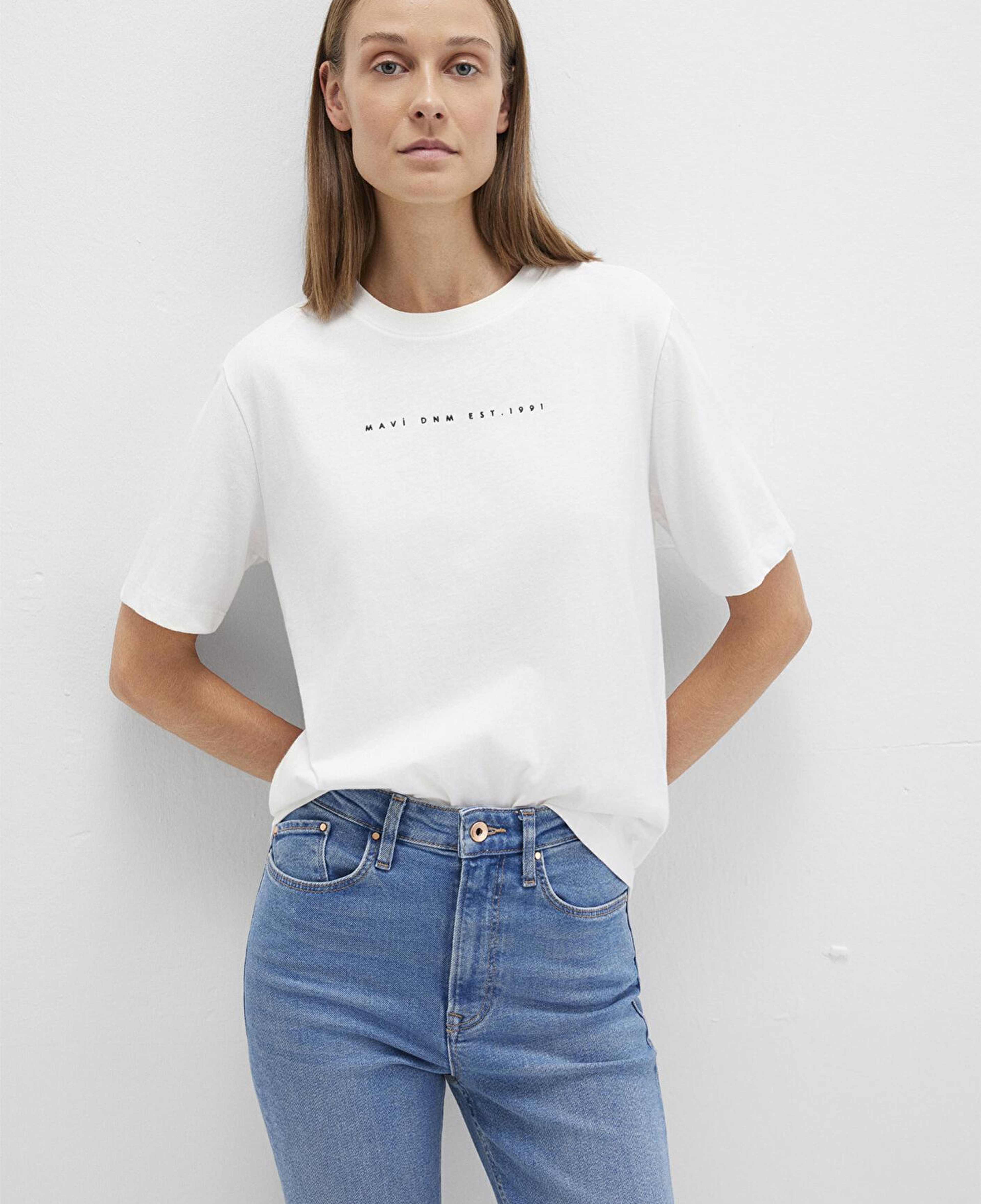 Mavi Mavi Baskılı Ekru Tişört Regular Fit / Normal Kesim 1613147-70057