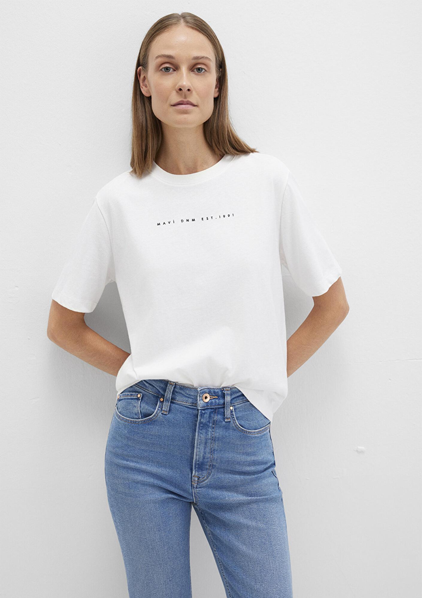 Mavi Mavi Baskılı Ekru Tişört Regular Fit / Normal Kesim 1613147-70057