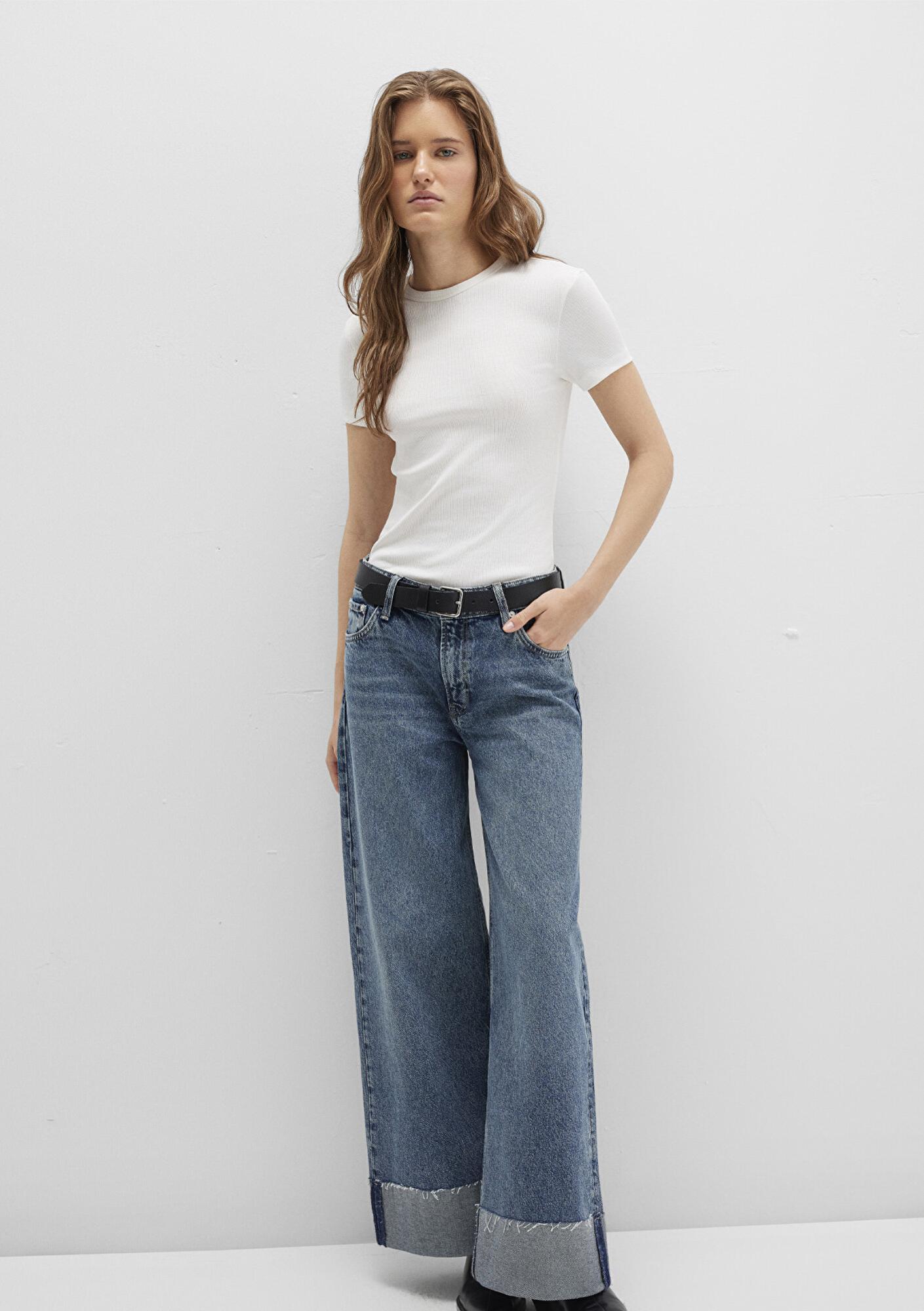 Mavi Beyaz Basic Tişört Fitted / Vücuda Oturan Kesim 1613081-70057