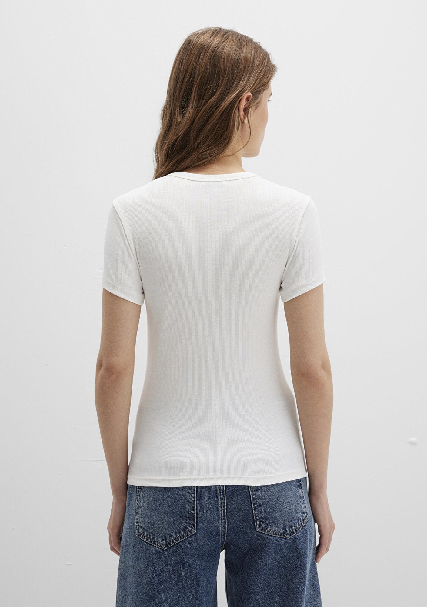 Mavi Beyaz Basic Tişört Fitted / Vücuda Oturan Kesim 1613081-70057